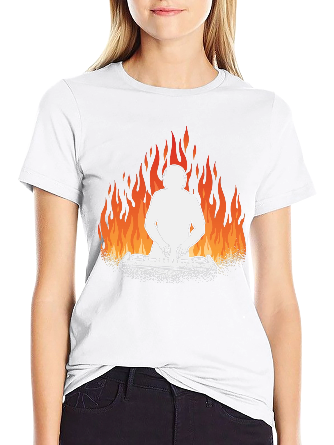 DJ on Fire Graphic Tee - Cool Black T-Shirt