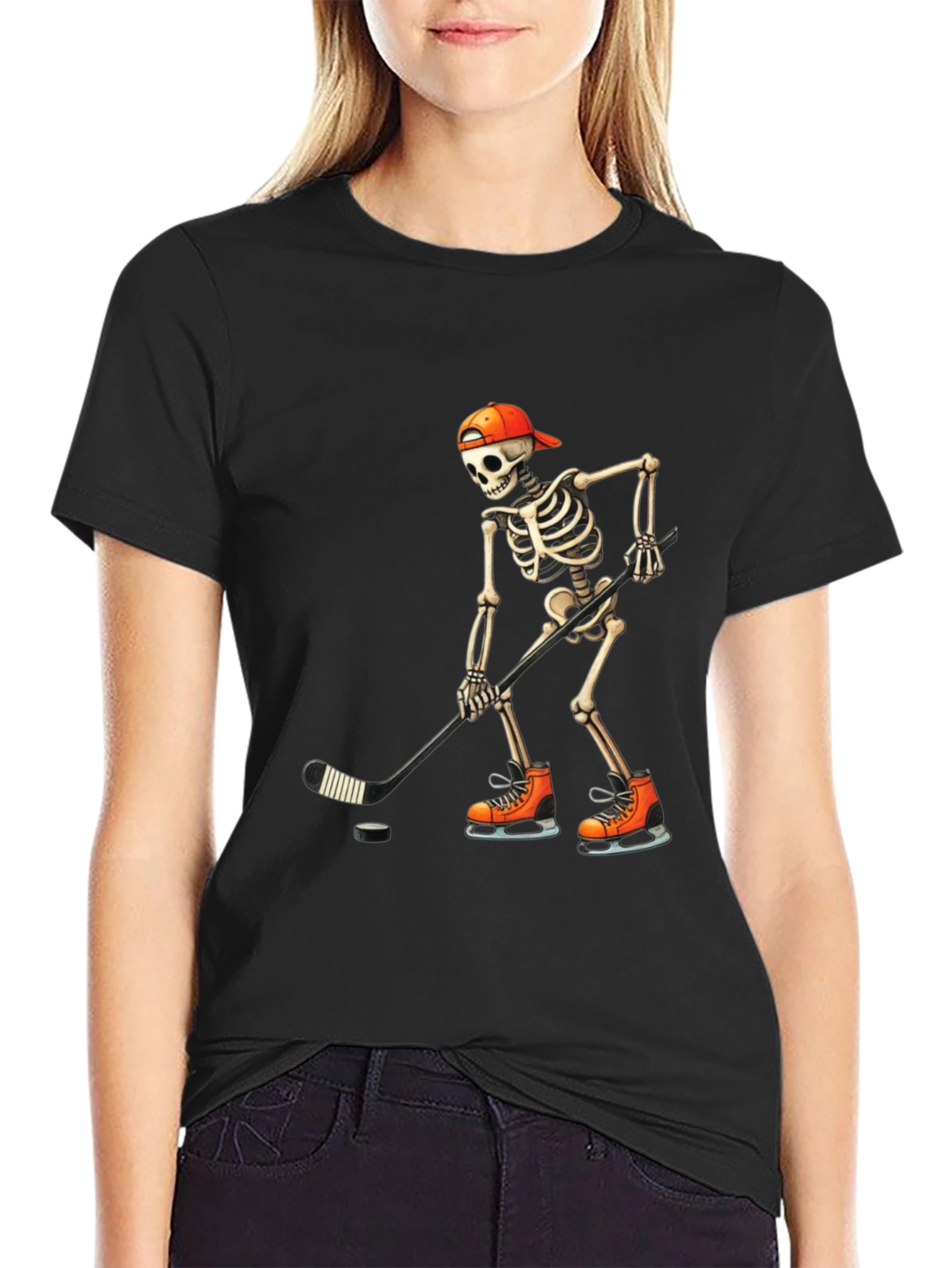 Hockey Skeleton T-Shirt - Skull Halloween Tee