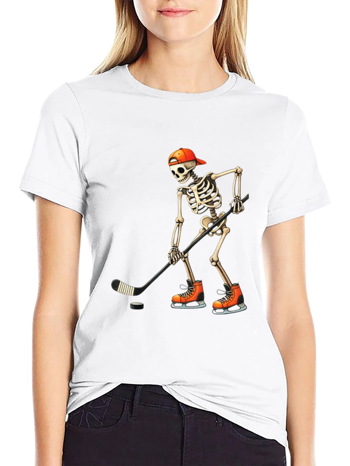 Hockey Skeleton T-Shirt - Skull Halloween Tee