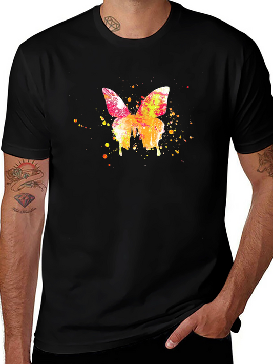 Watercolor Butterfly Graphic Black T-Shirt