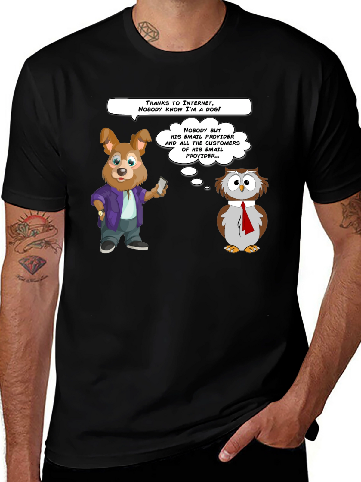 Funny Internet Dog & Owl T-Shirt