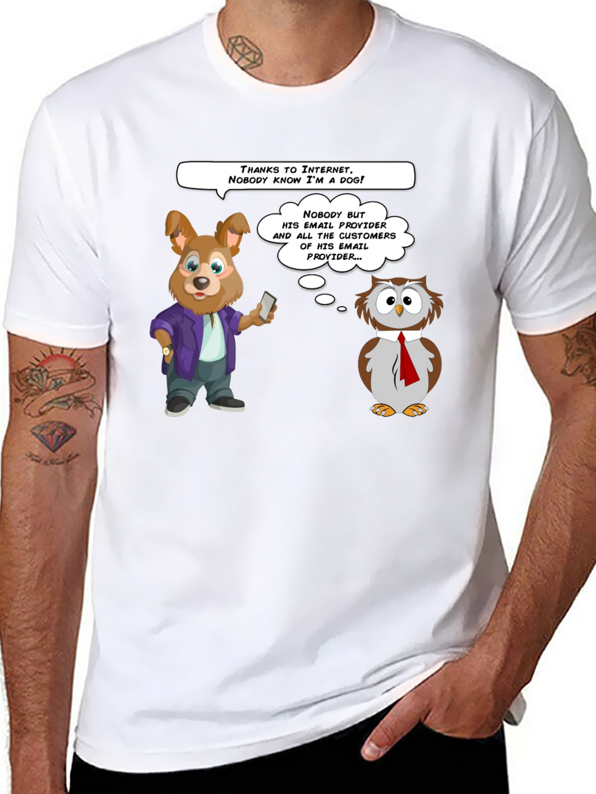 Funny Internet Dog & Owl T-Shirt