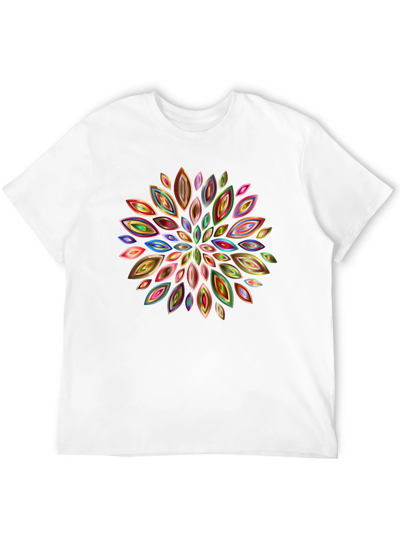 Abstract Floral Pattern Black T-Shirt