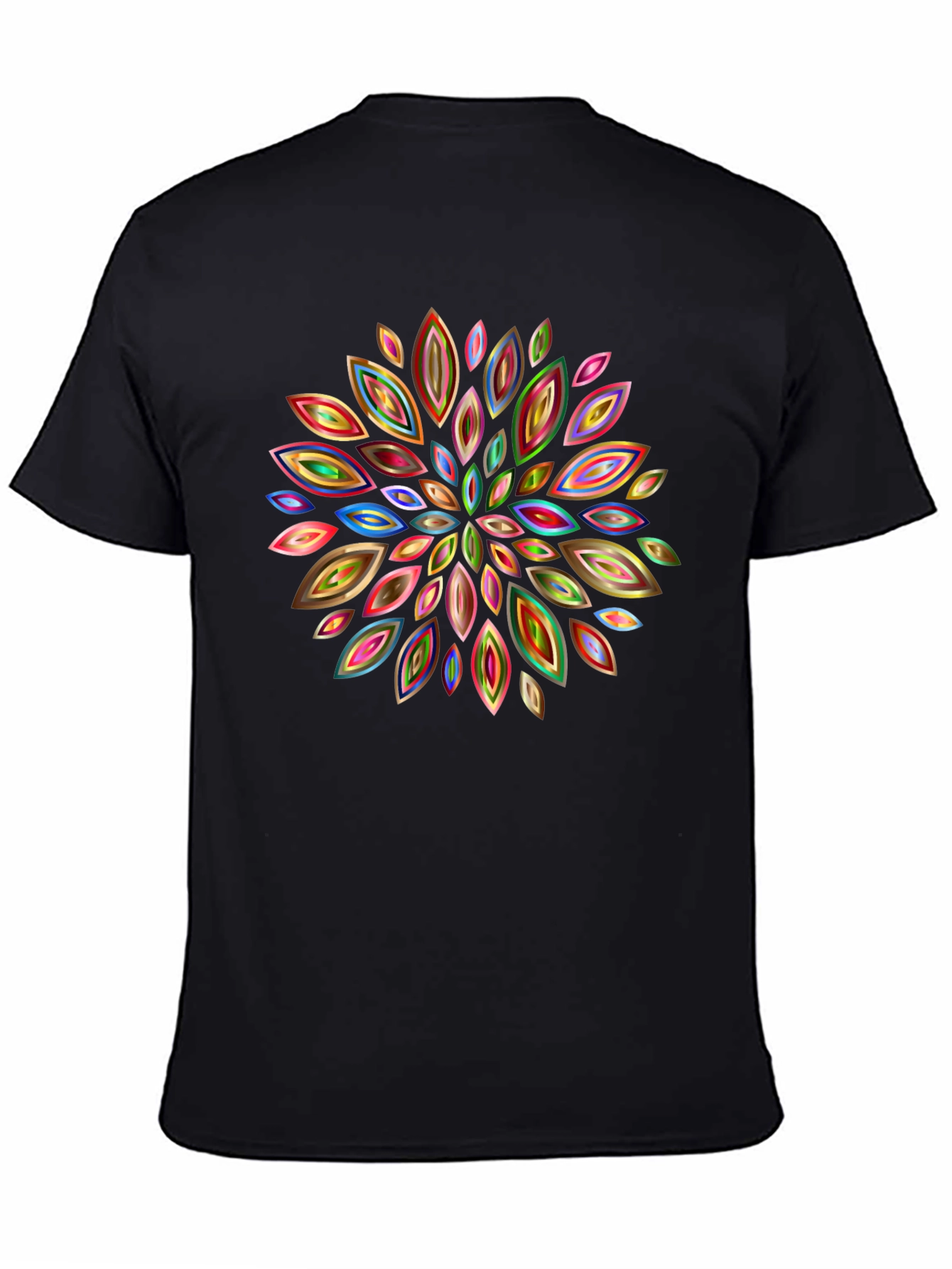 Abstract Floral Pattern Black T-Shirt