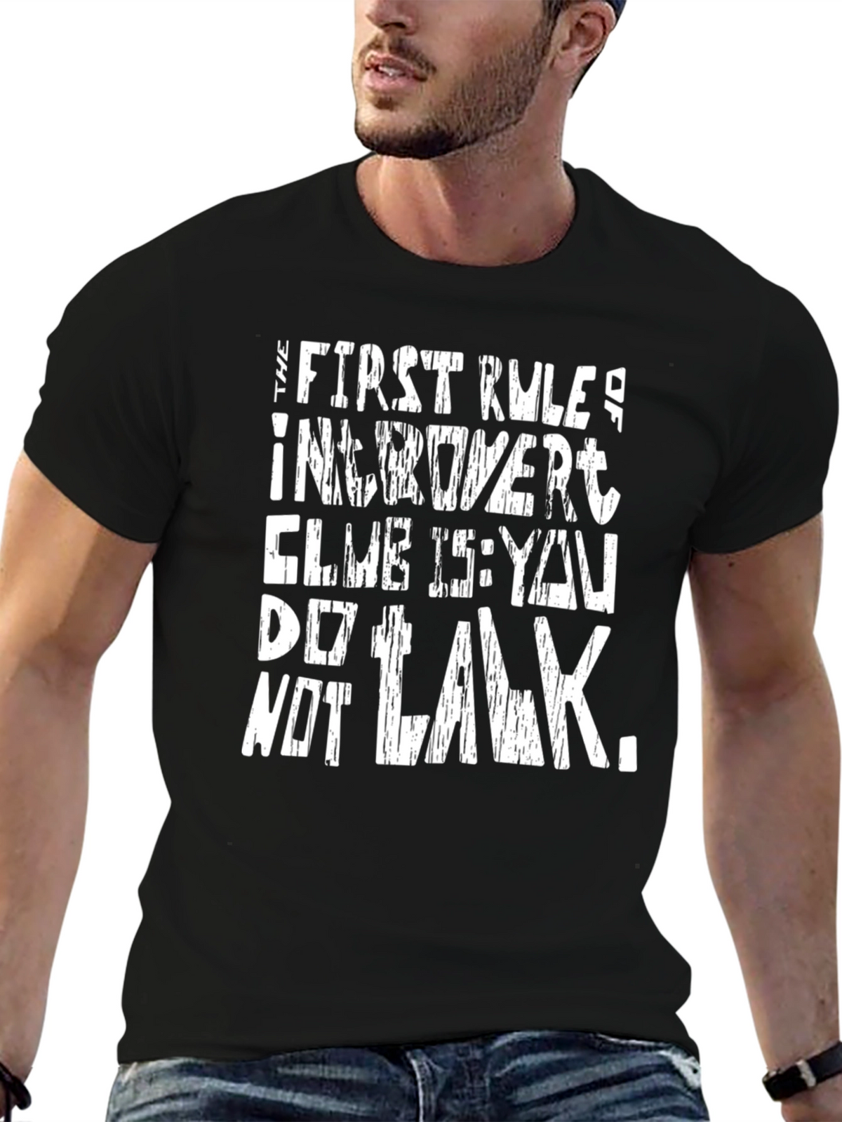 Introvert Club Rule Black Graphic Tee
