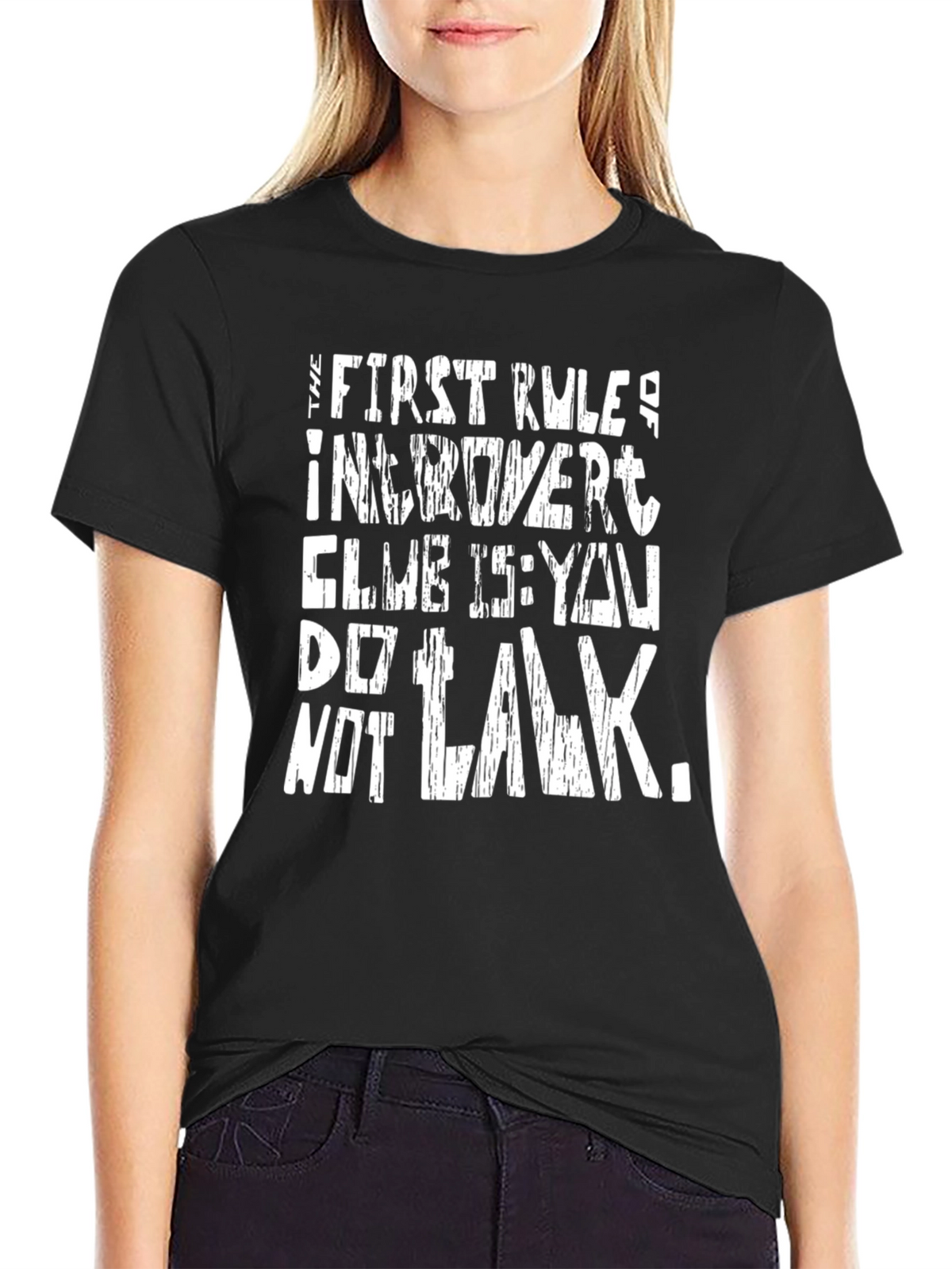 Introvert Club Rule Black Graphic Tee