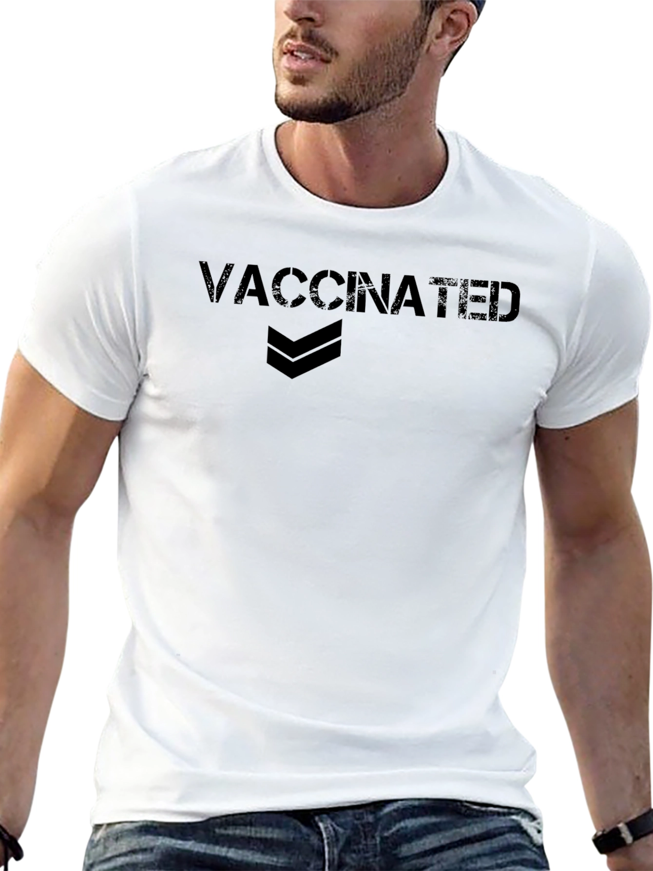 Vaccinated Graphic Tee - Black Cotton Casual Shirt