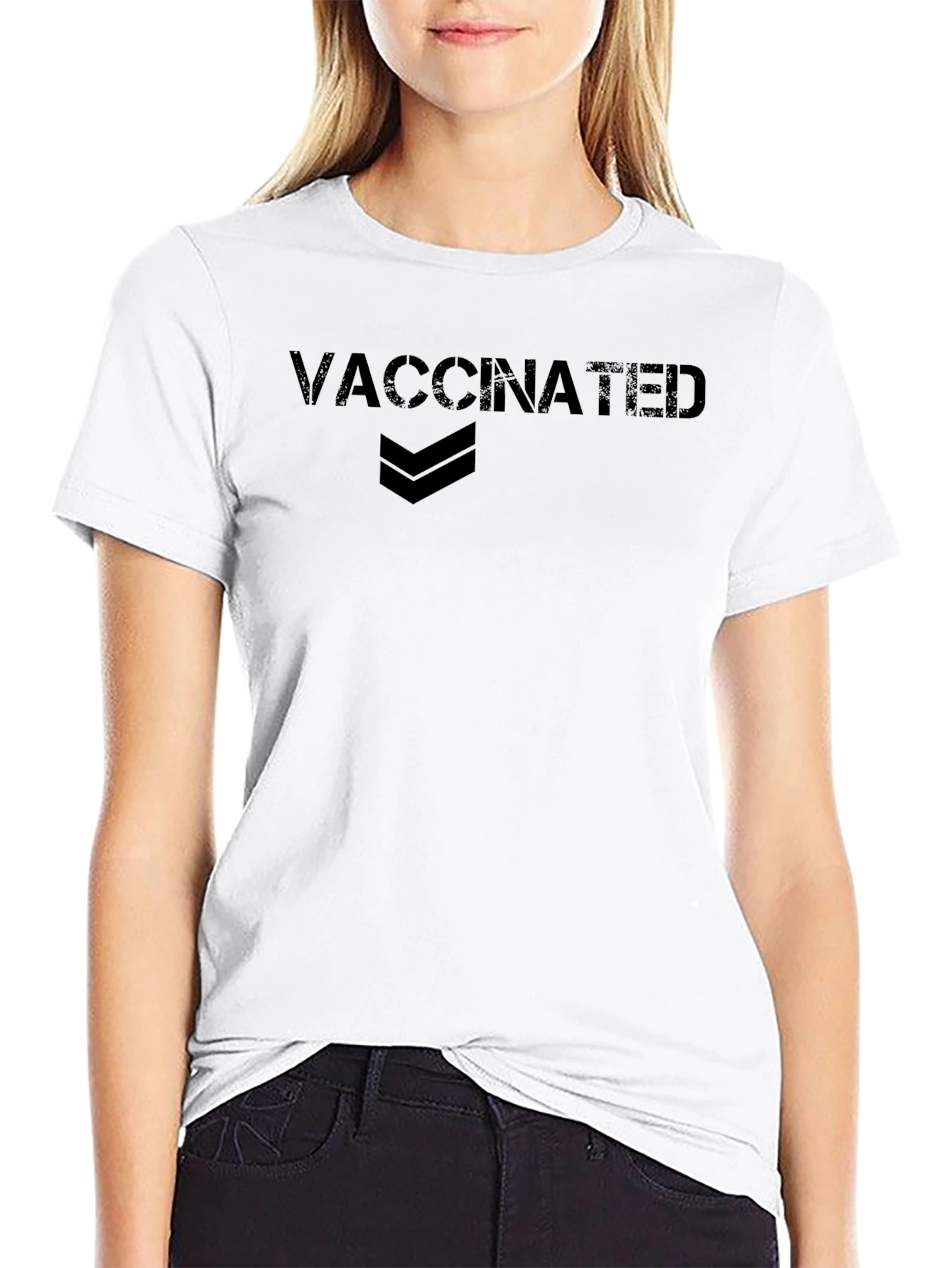 Vaccinated Graphic Tee - Black Cotton Casual Shirt
