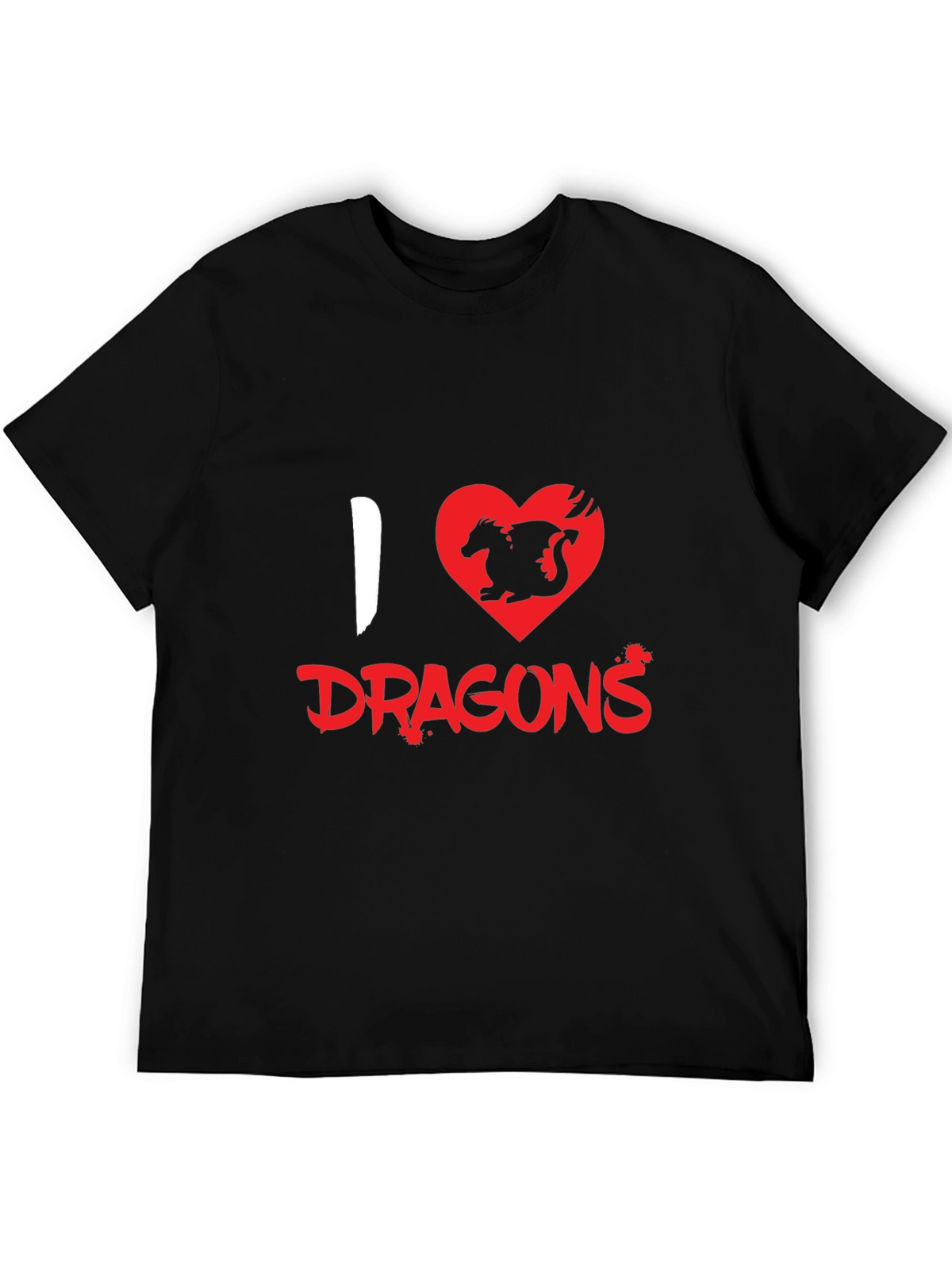 I Heart Dragons Graphic Tee - Black Cotton T-Shirt