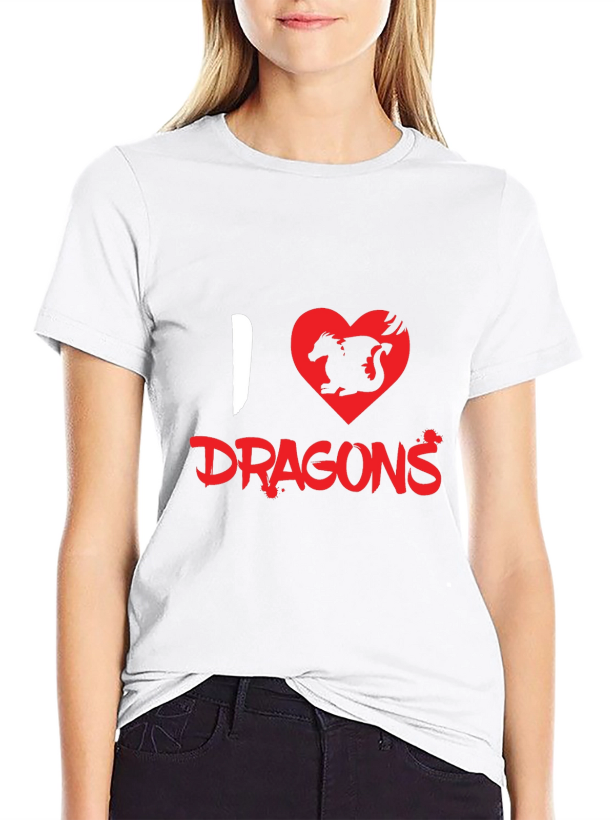 I Heart Dragons Graphic Tee - Black Cotton T-Shirt