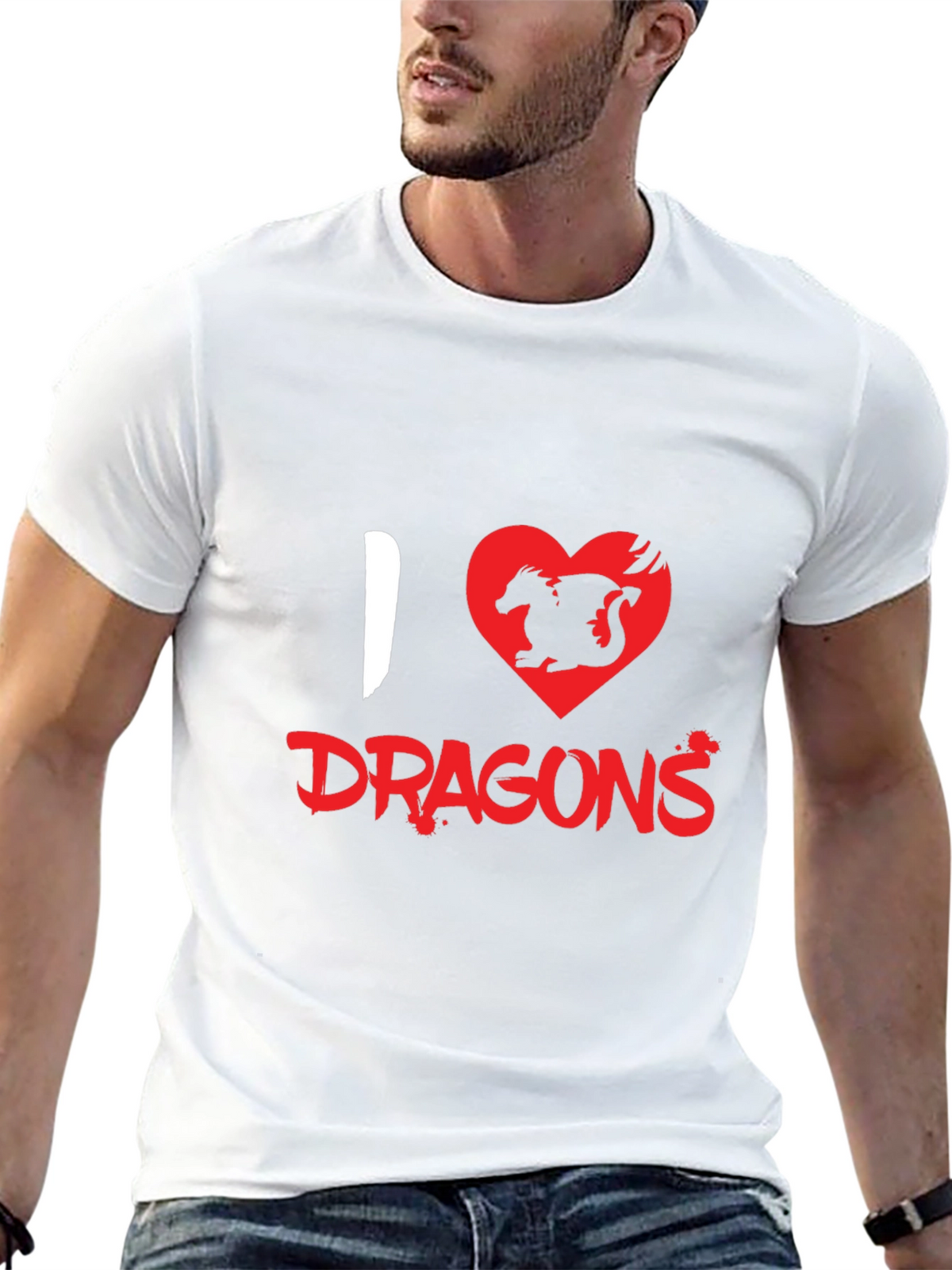 I Heart Dragons Graphic Tee - Black Cotton T-Shirt