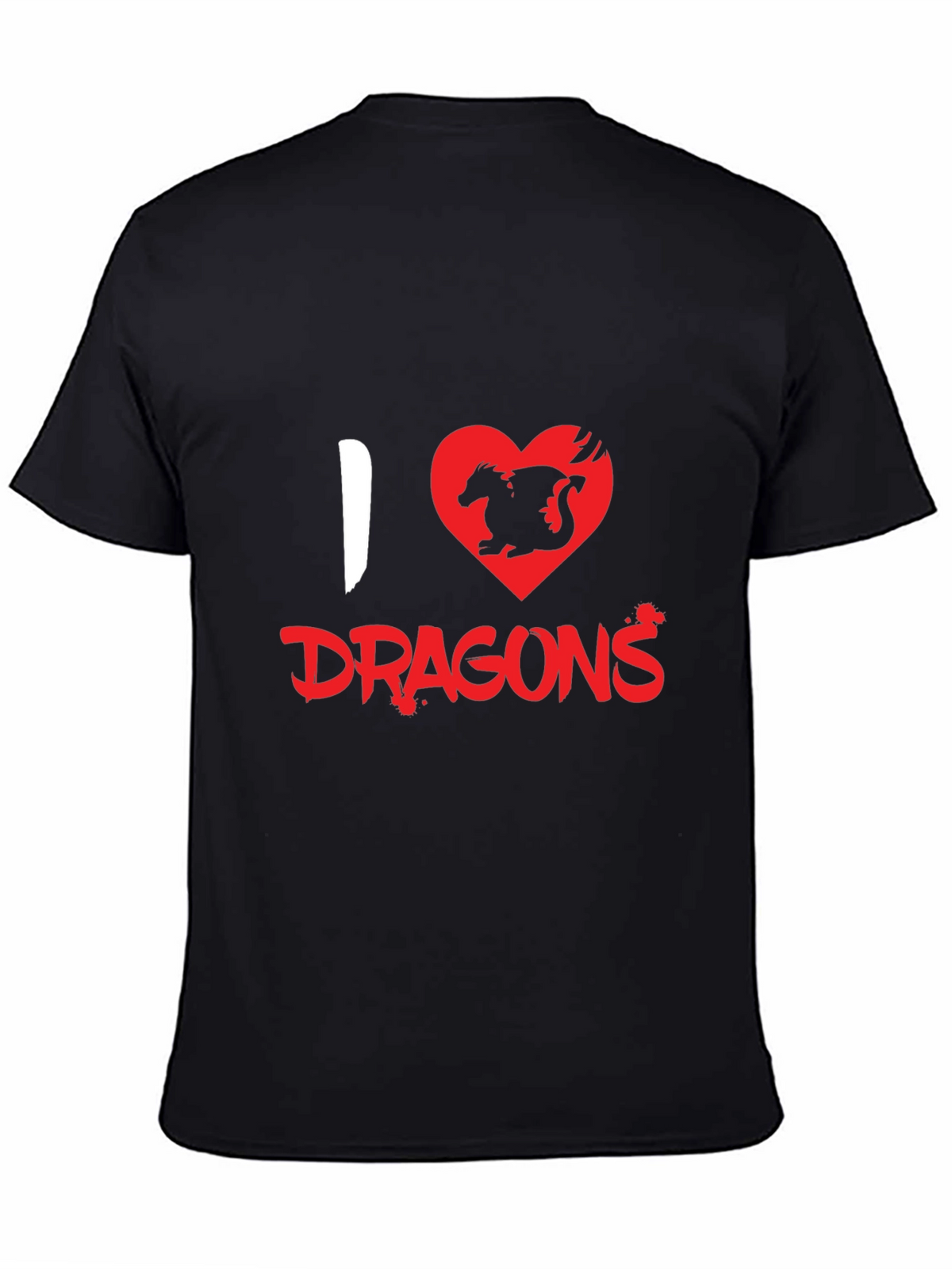 I Heart Dragons Graphic Tee - Black Cotton T-Shirt