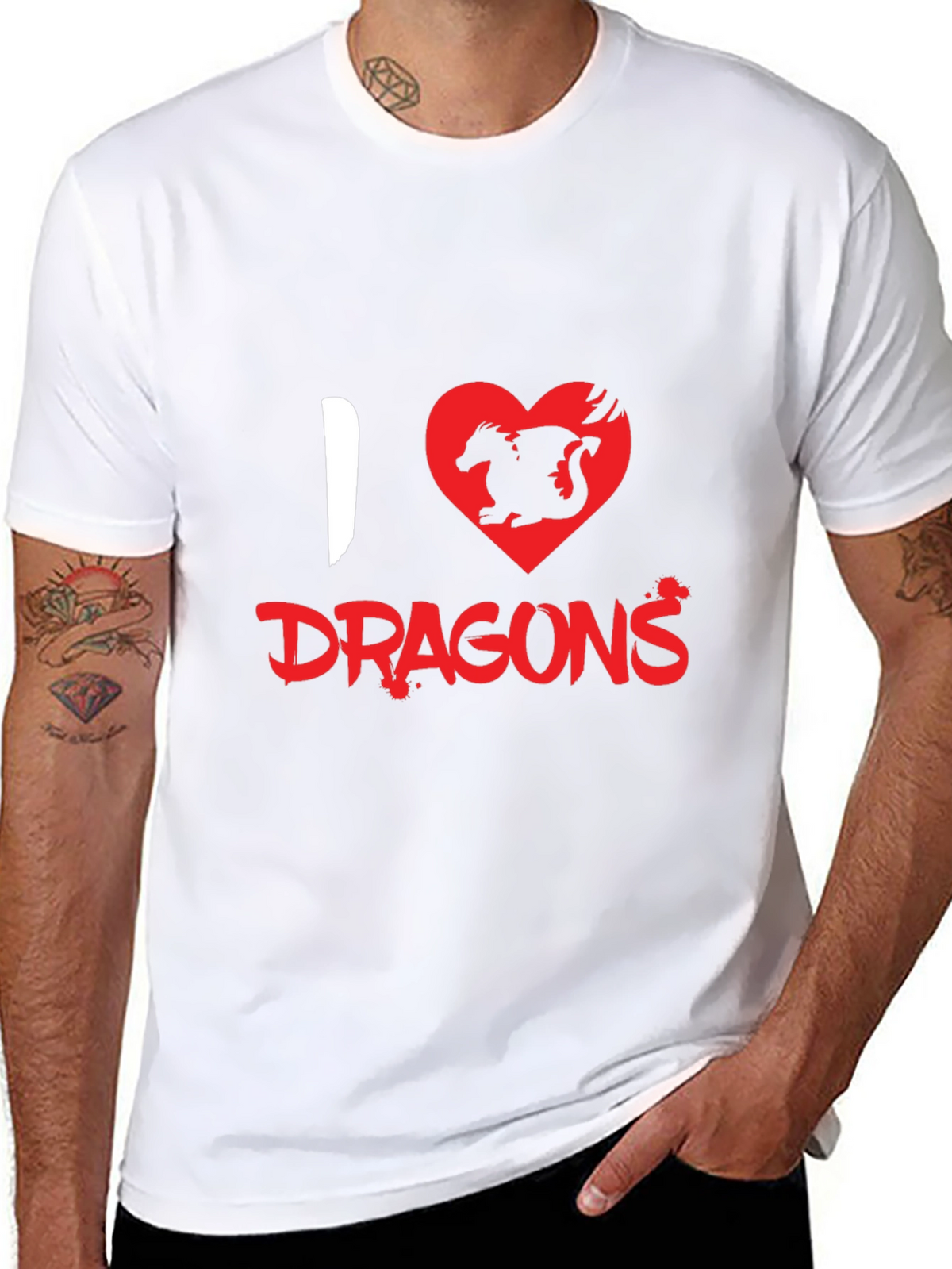 I Heart Dragons Graphic Tee - Black Cotton T-Shirt