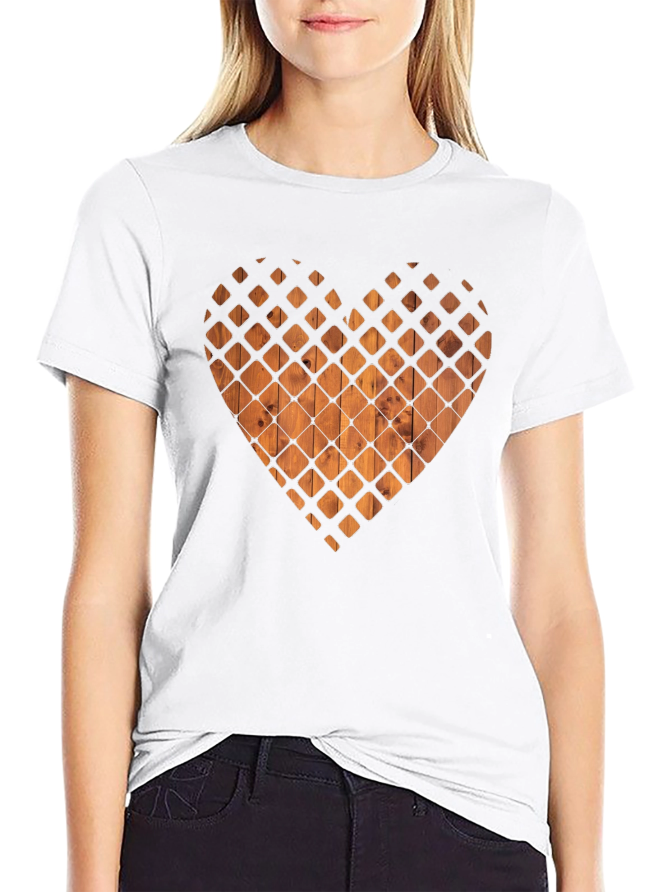 Wooden Heart Graphic Tee - Stylish Black T-Shirt