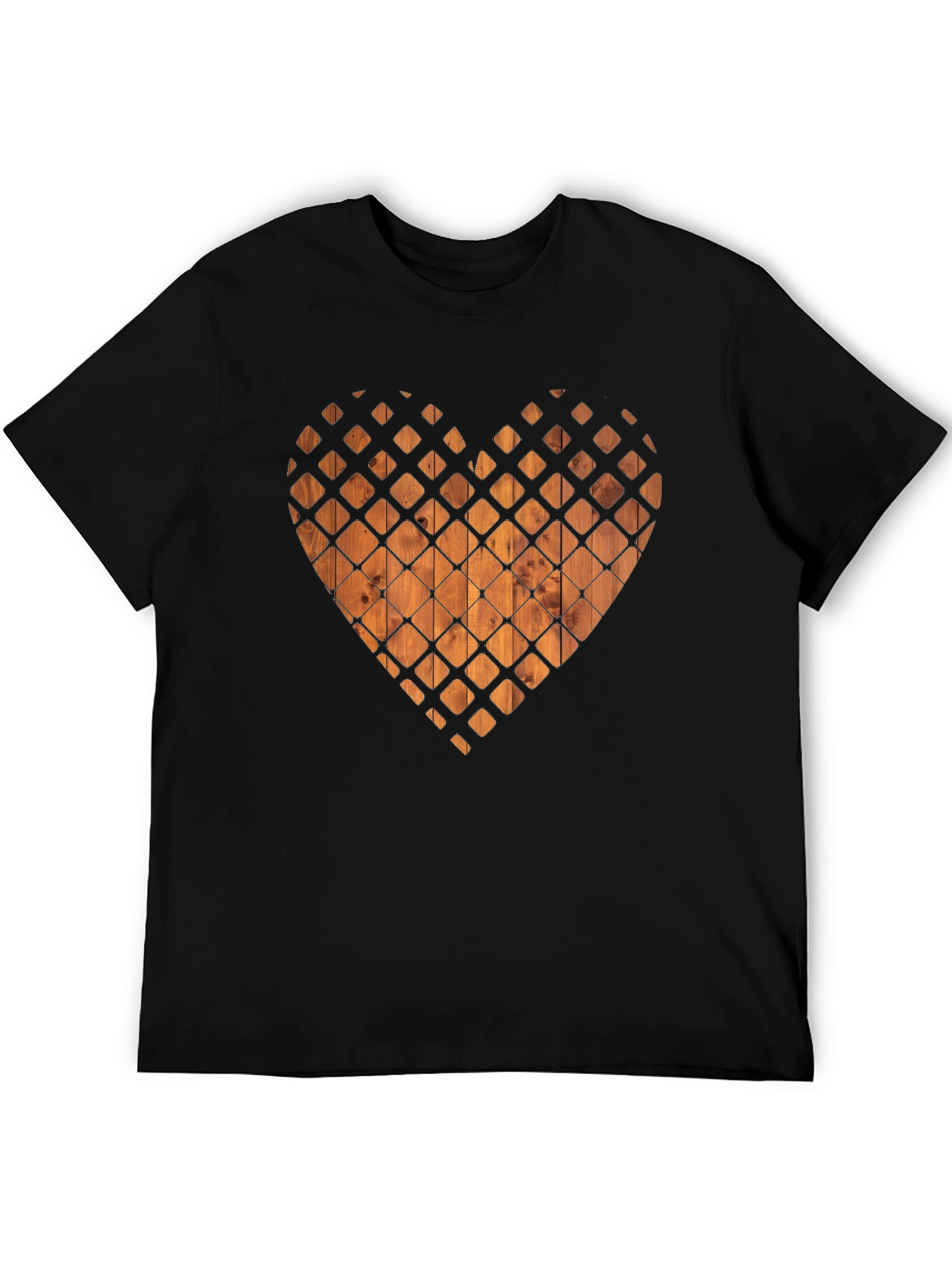 Wooden Heart Graphic Tee - Stylish Black T-Shirt