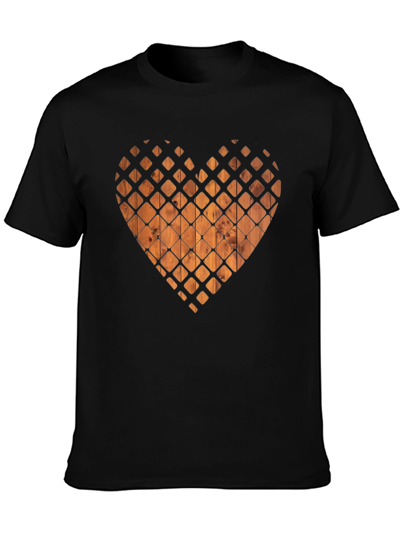 Wooden Heart Graphic Tee - Stylish Black T-Shirt