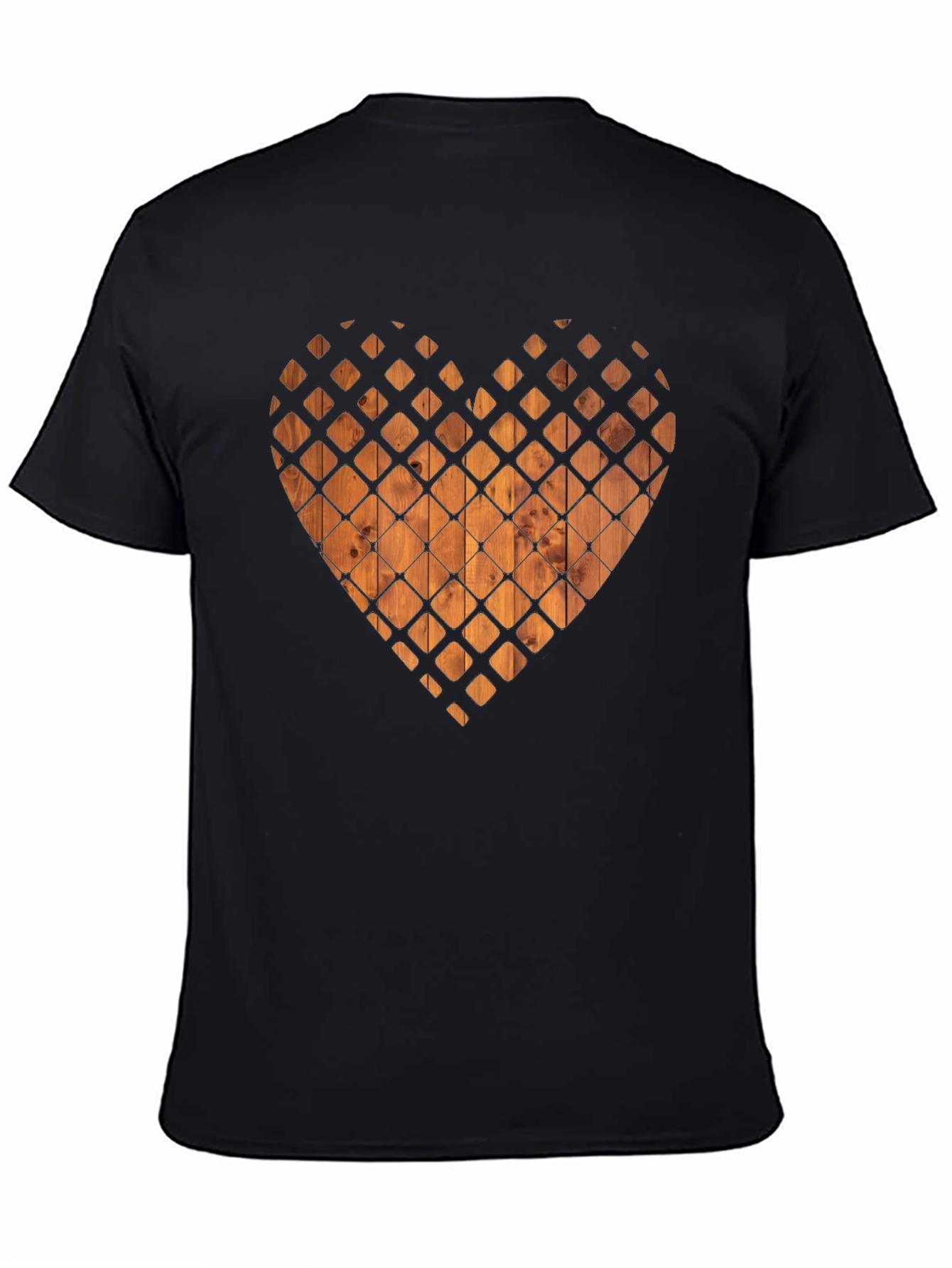 Wooden Heart Graphic Tee - Stylish Black T-Shirt