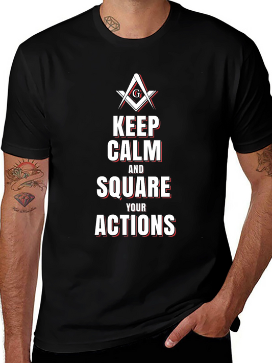 Keep Calm and Square Your Actions Masonic T-Shirt