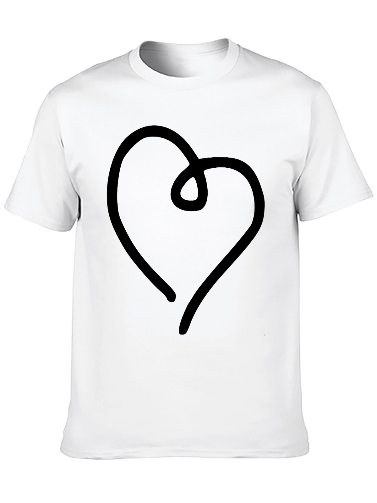 Modern Heart Line Art Black T-Shirt