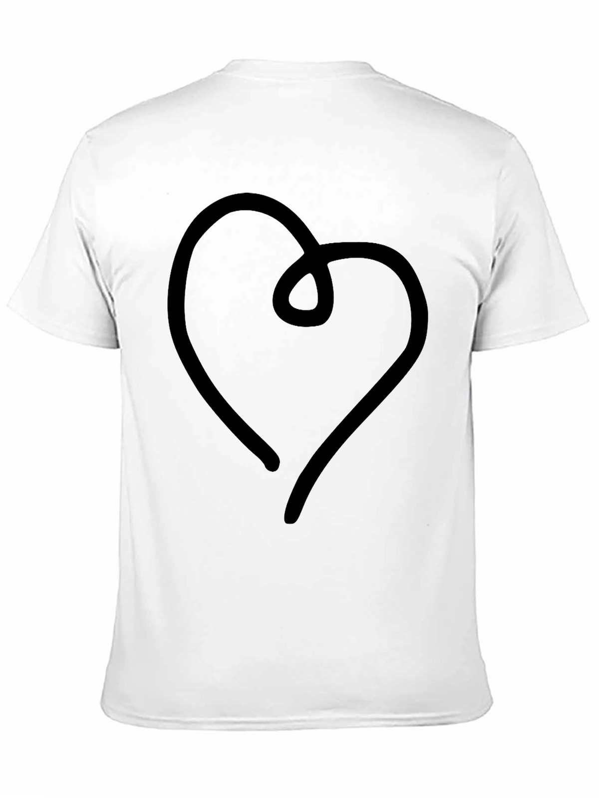 Modern Heart Line Art Black T-Shirt