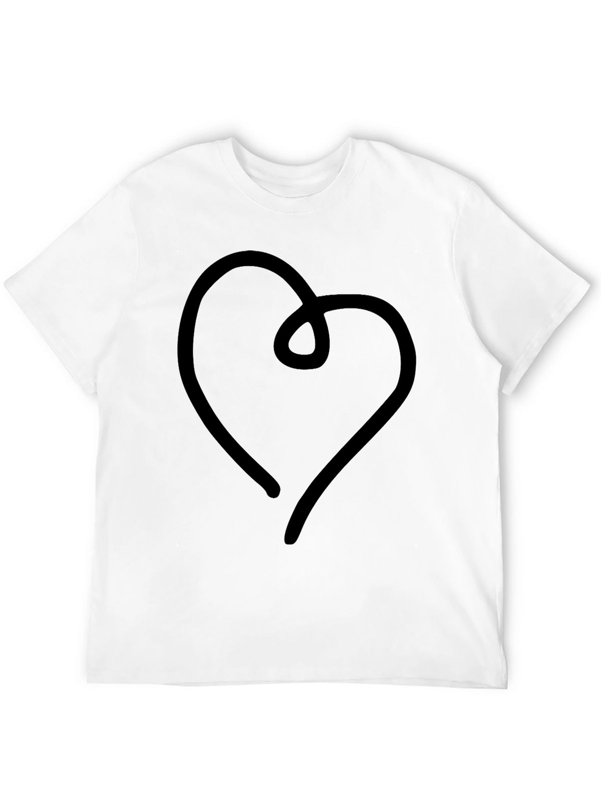 Modern Heart Line Art Black T-Shirt