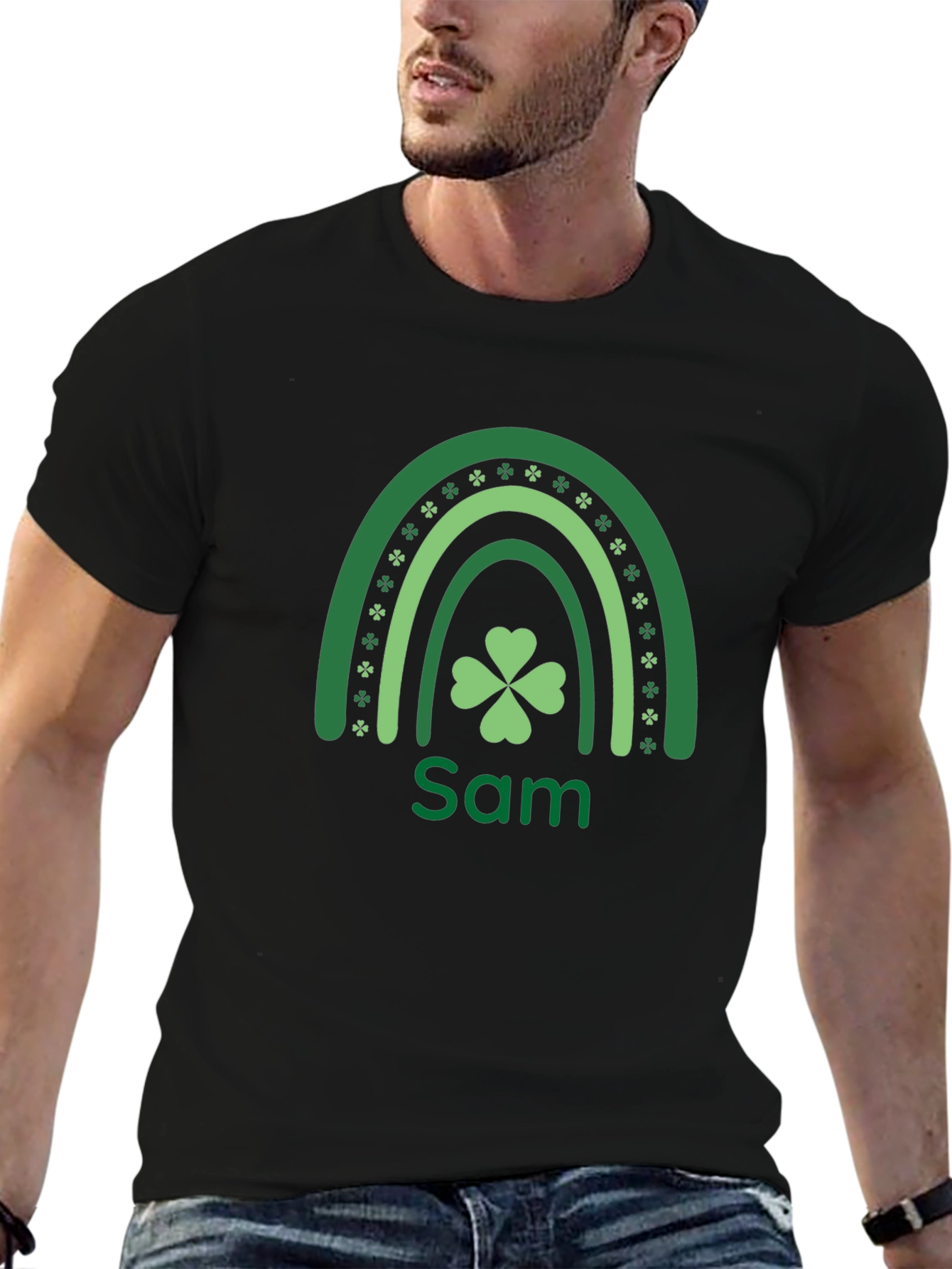 St. Patricks Day Personalized Rainbow Shamrock T-Shirt