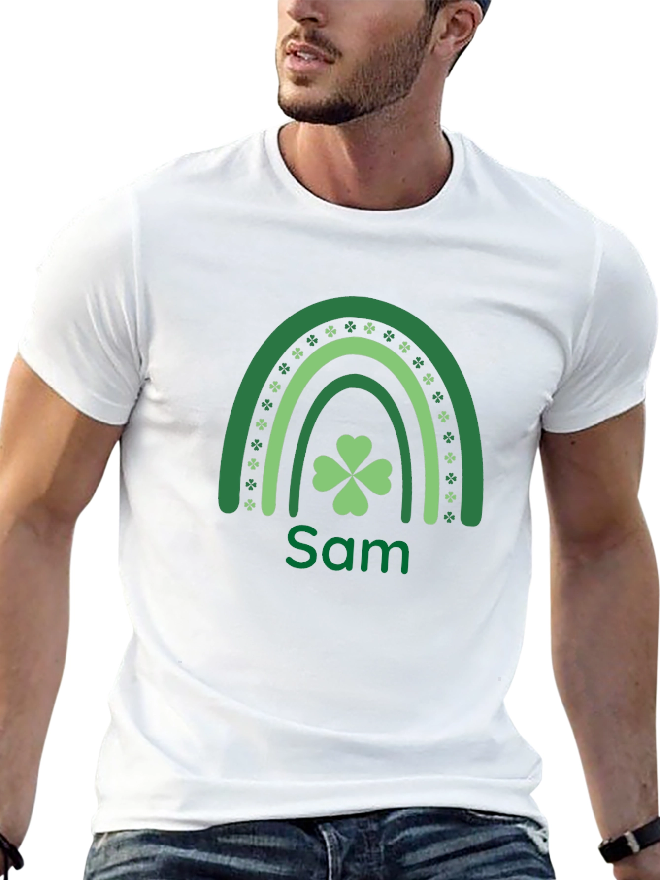 St. Patricks Day Personalized Rainbow Shamrock T-Shirt