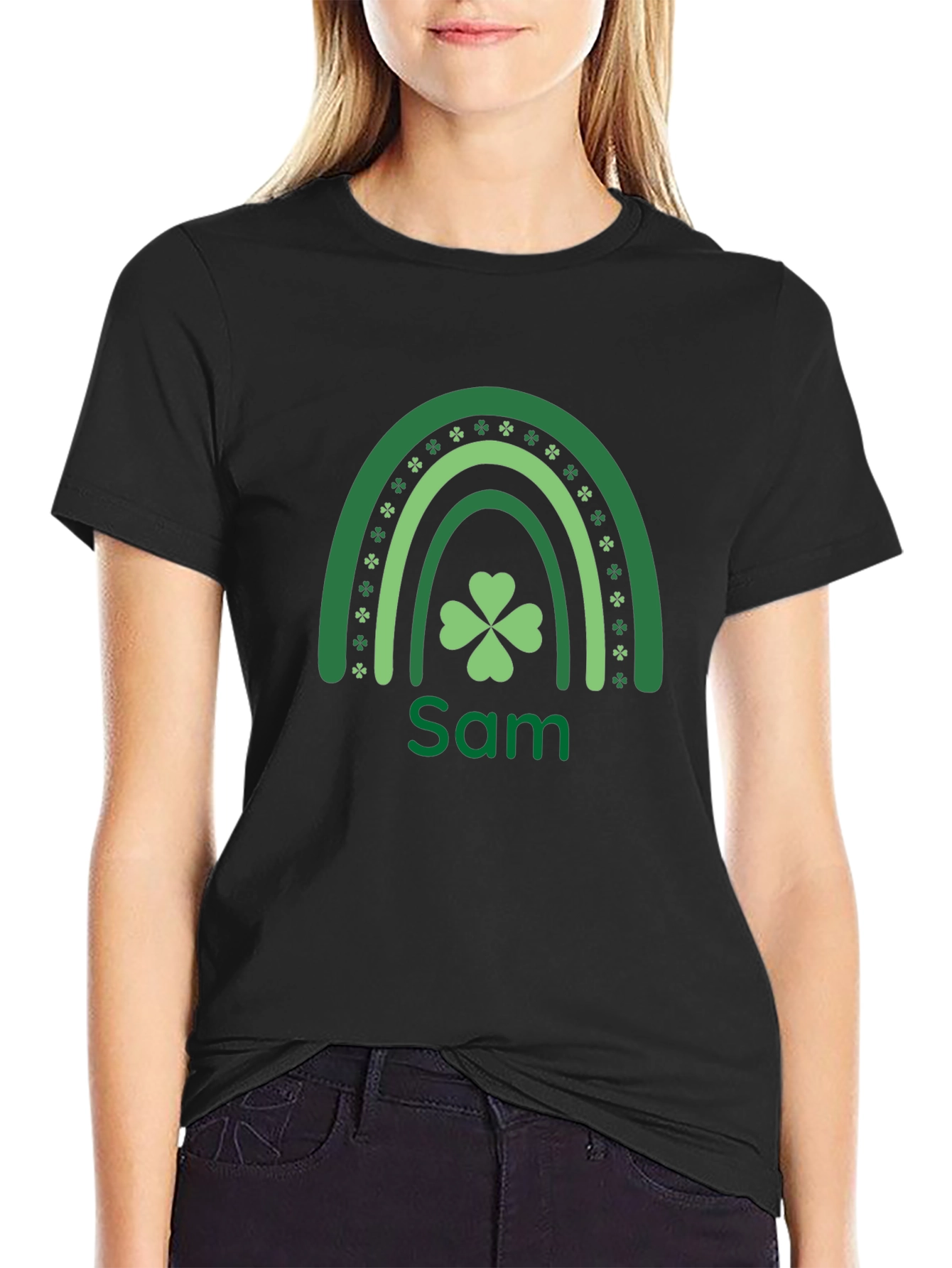 St. Patricks Day Personalized Rainbow Shamrock T-Shirt