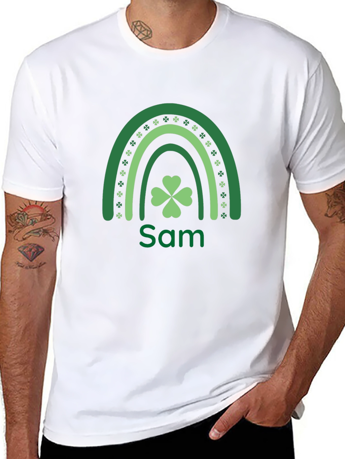 St. Patricks Day Personalized Rainbow Shamrock T-Shirt