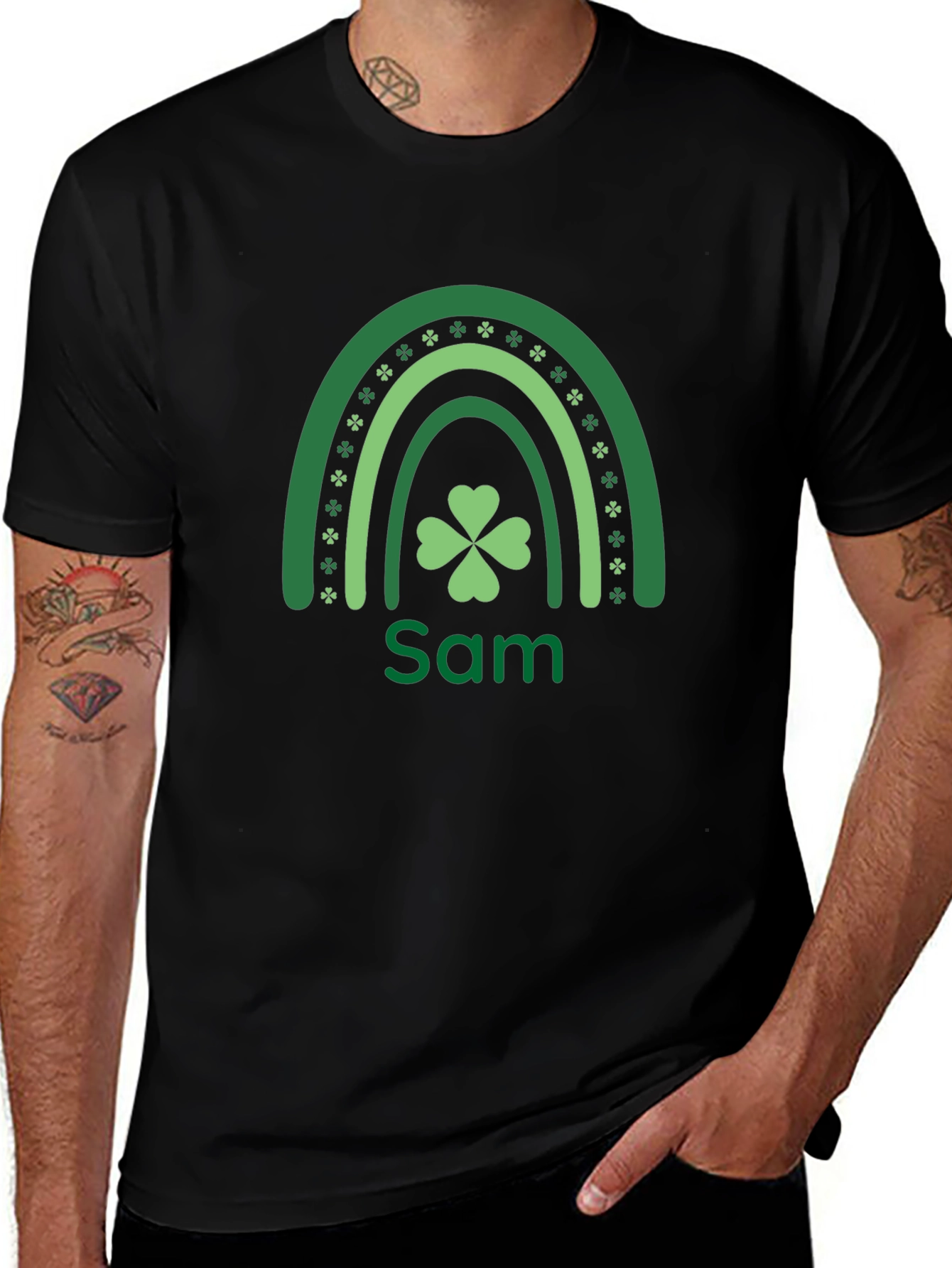 St. Patricks Day Personalized Rainbow Shamrock T-Shirt