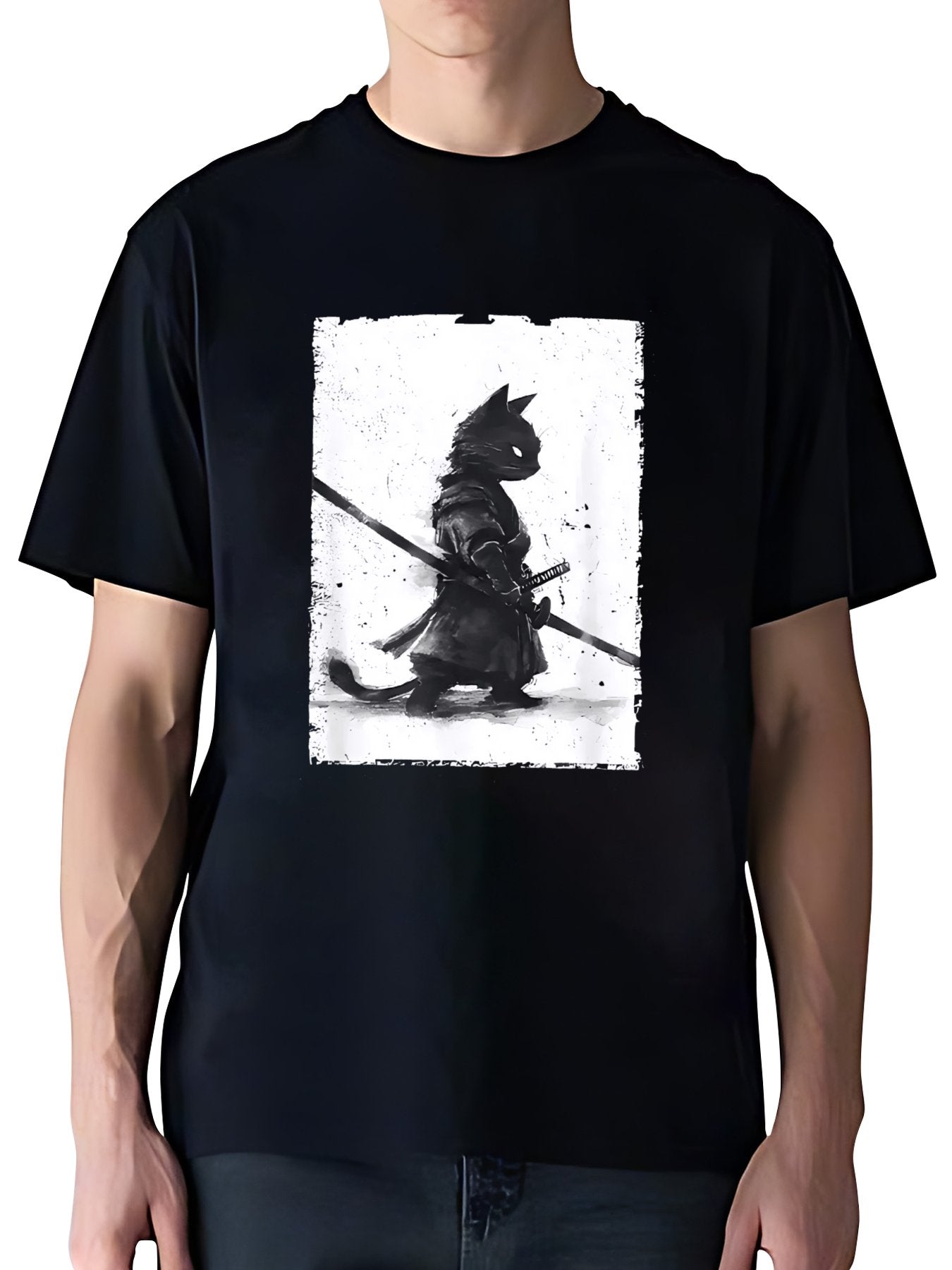 T-shirt Tokyo-tiger-retro-cat-samurai-japanese-washed-t-shirt