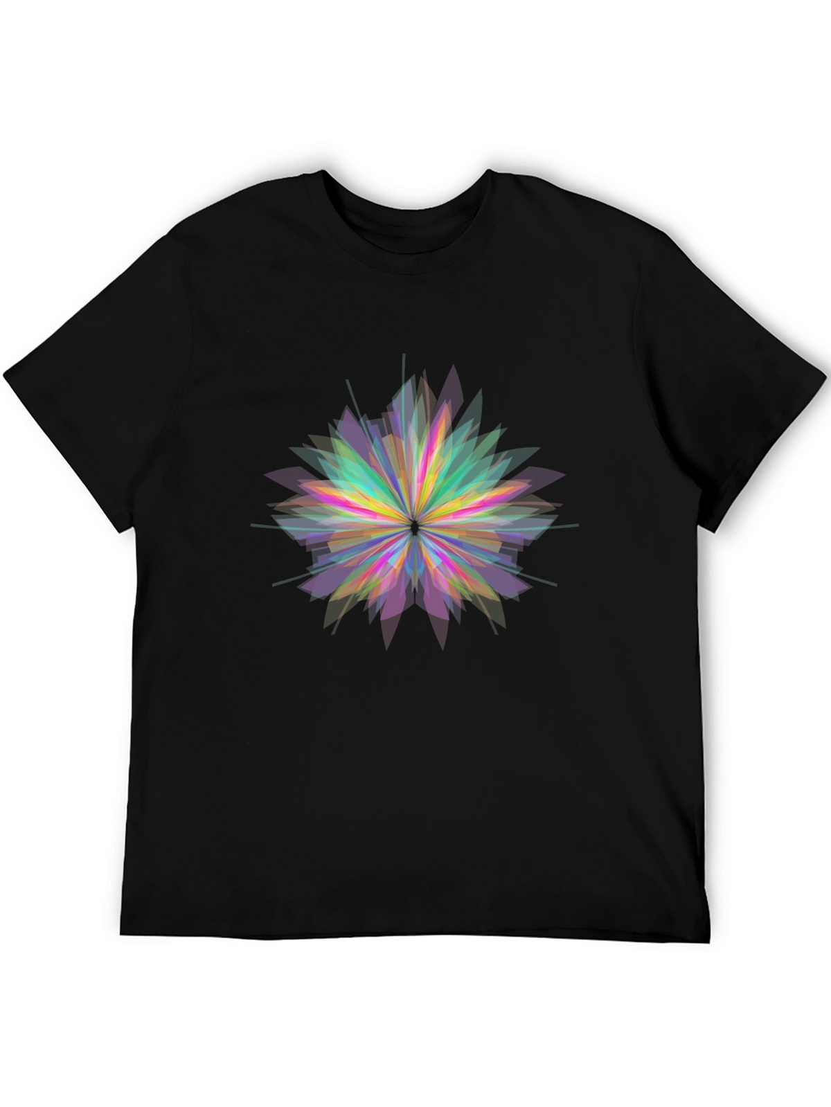 Geometric Flower Graphic Black T-Shirt