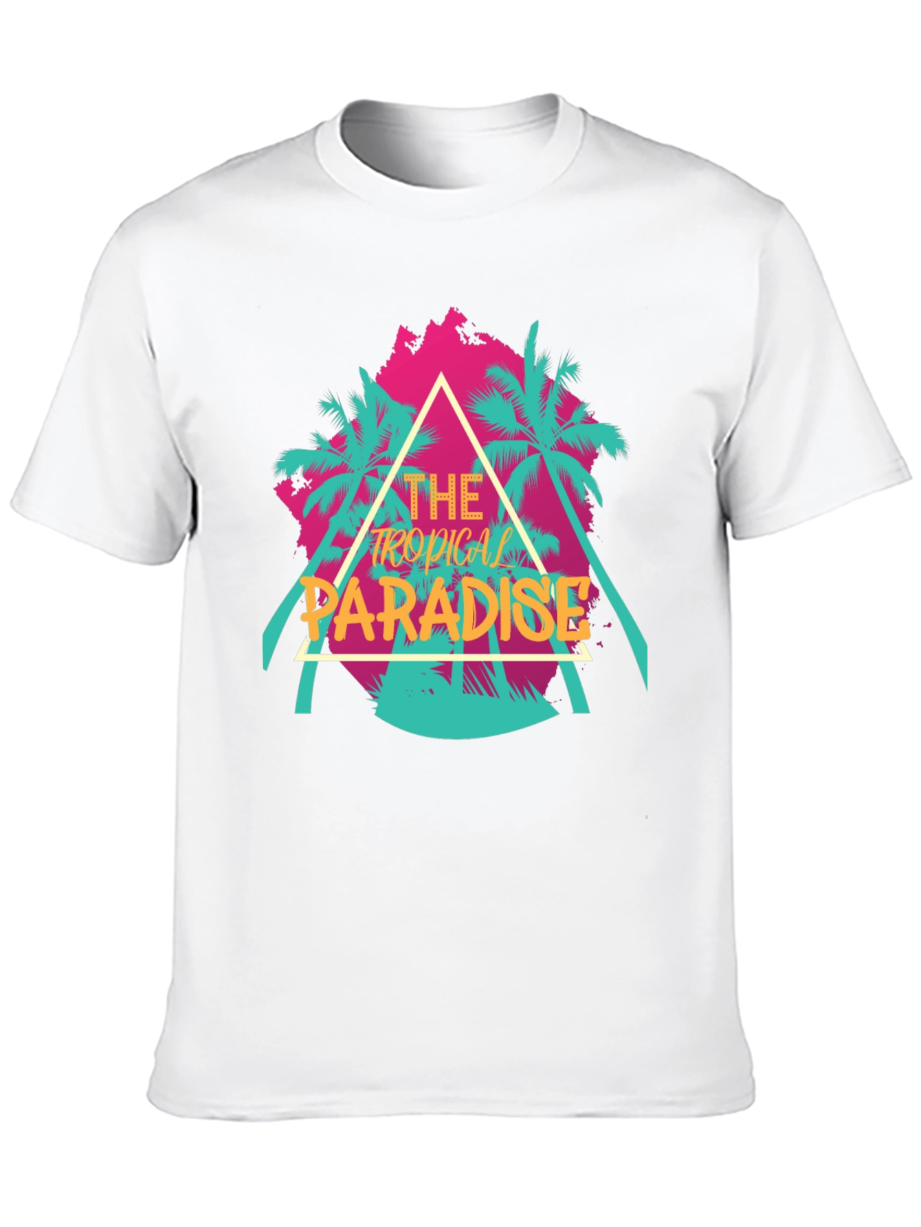 Tropical Paradise Graphic Tee - Black Cotton T-Shirt