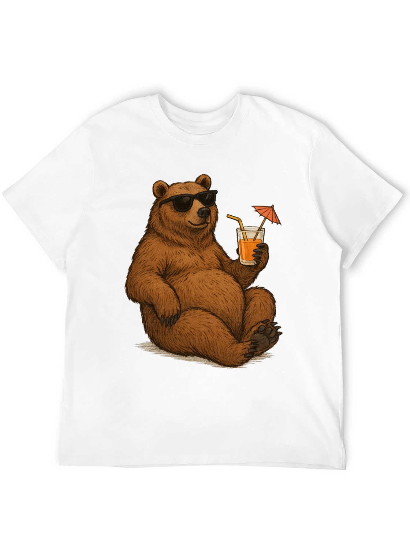 Bear with Shades & Drink Black T-Shirt