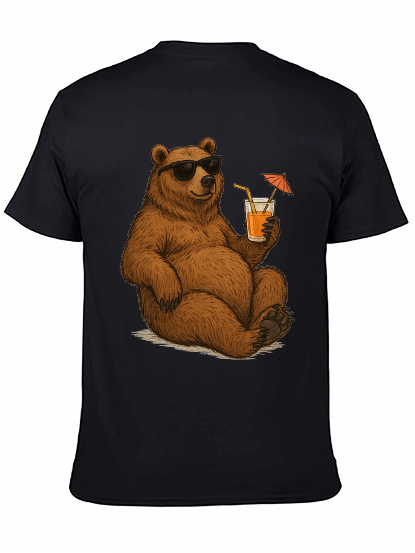 Bear with Shades & Drink Black T-Shirt