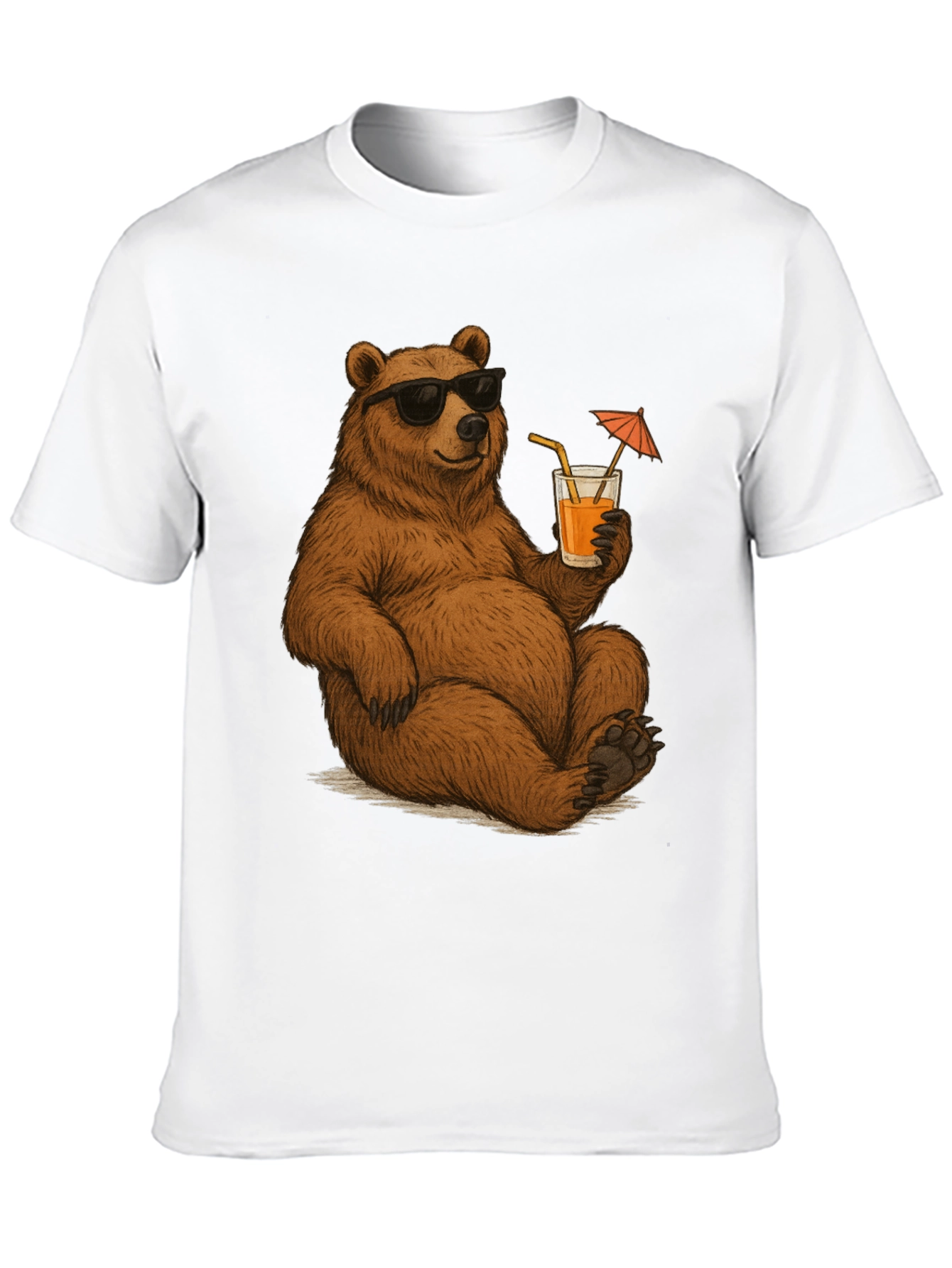 Bear with Shades & Drink Black T-Shirt