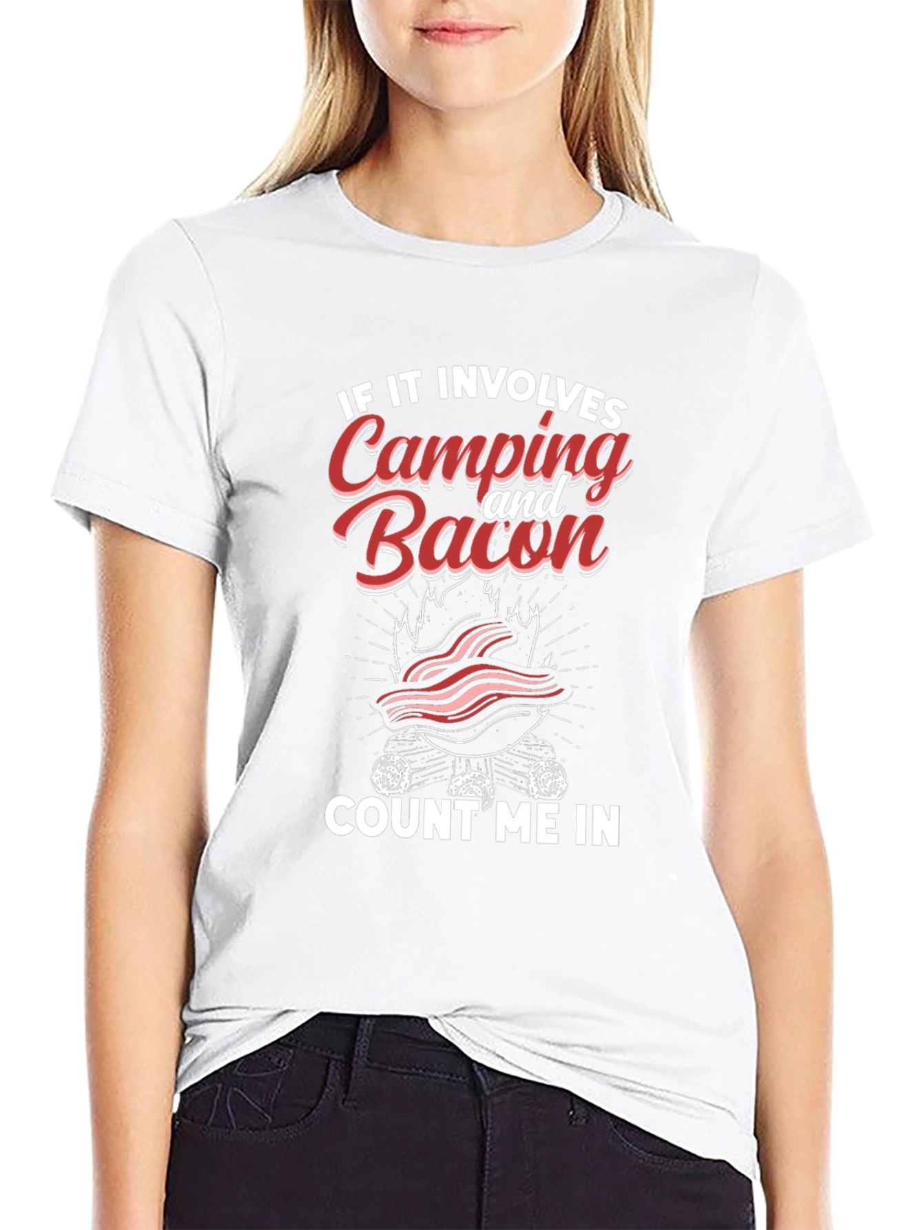 Camping and Bacon Black T-Shirt