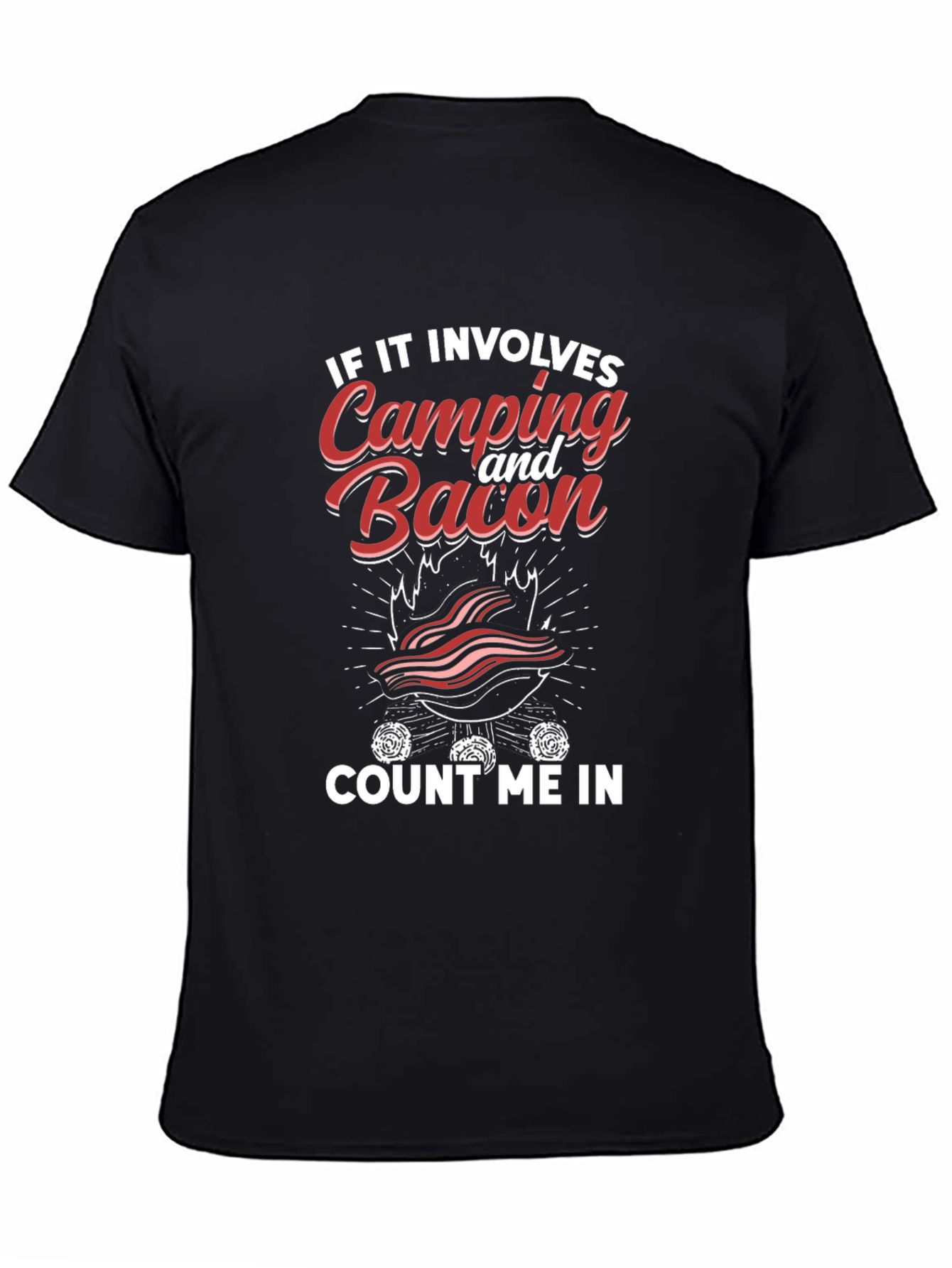 Camping and Bacon Black T-Shirt