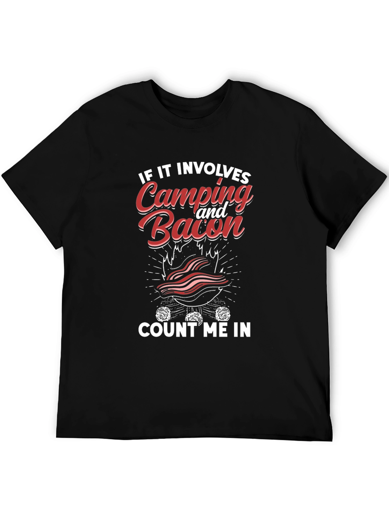 Camping and Bacon Black T-Shirt