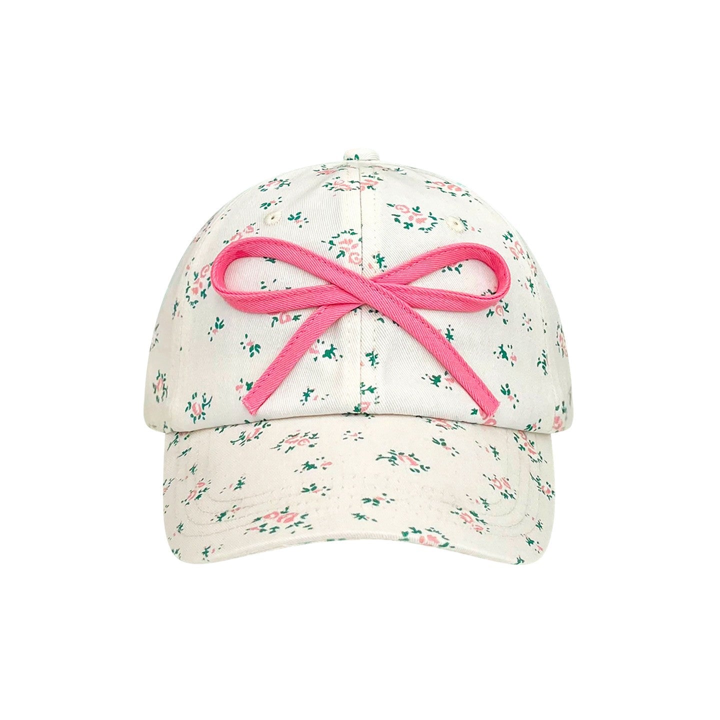 Women's Floral Print Baseball Cap with Front Bow Accent