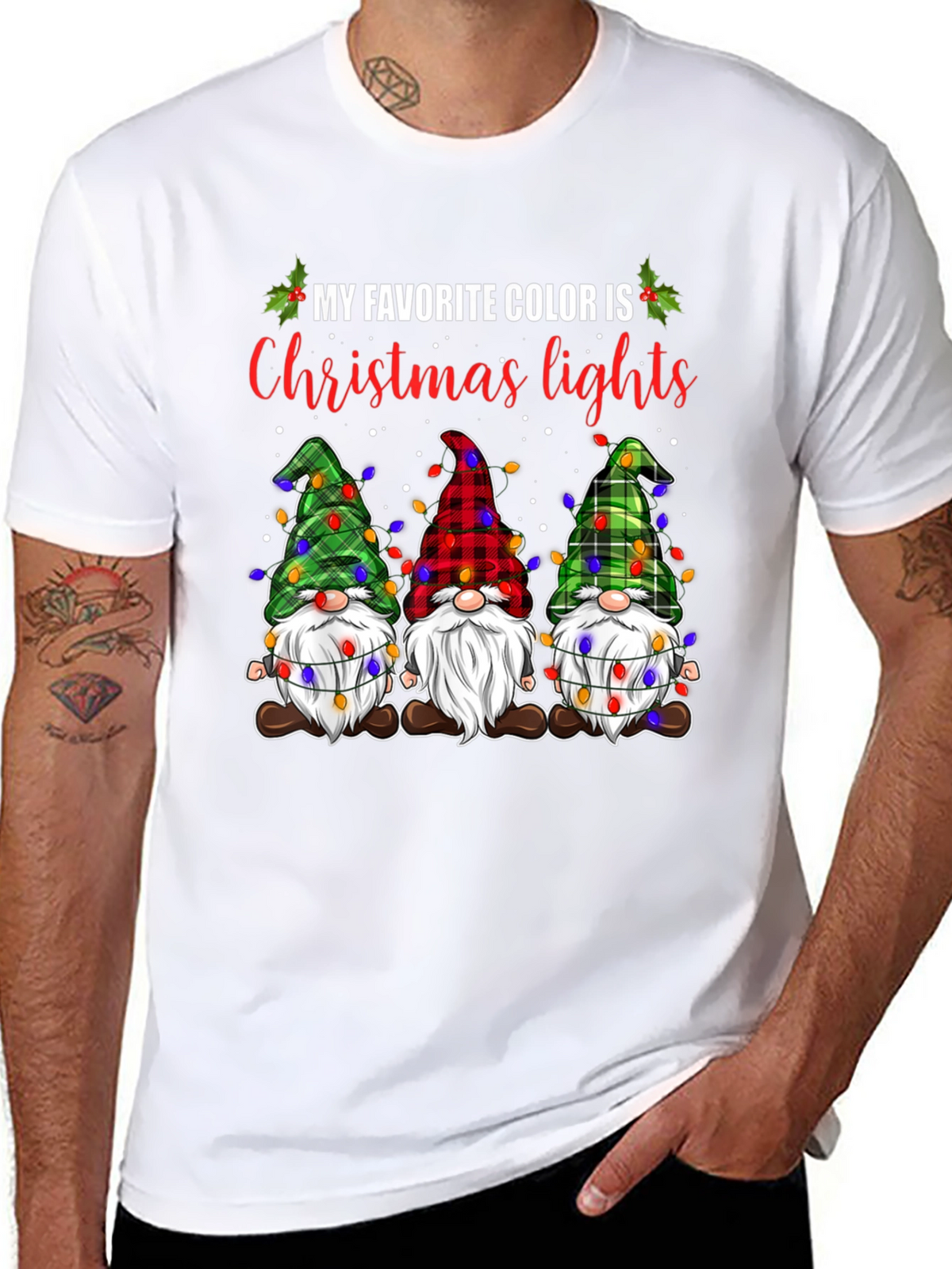 Christmas Gnomes T-Shirt: Holiday Lights Theme