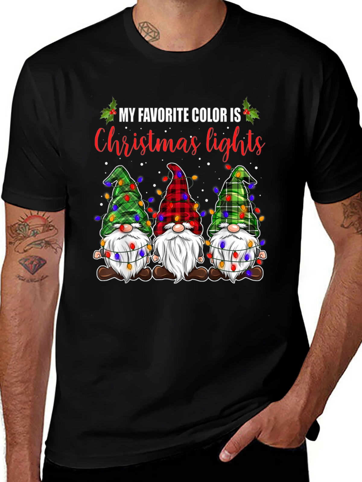 Christmas Gnomes T-Shirt: Holiday Lights Theme