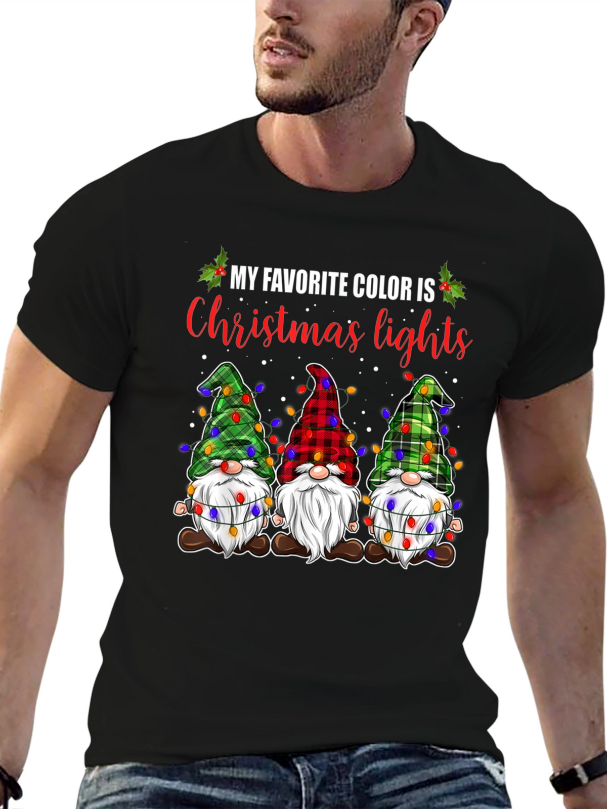 Christmas Gnomes T-Shirt: Holiday Lights Theme