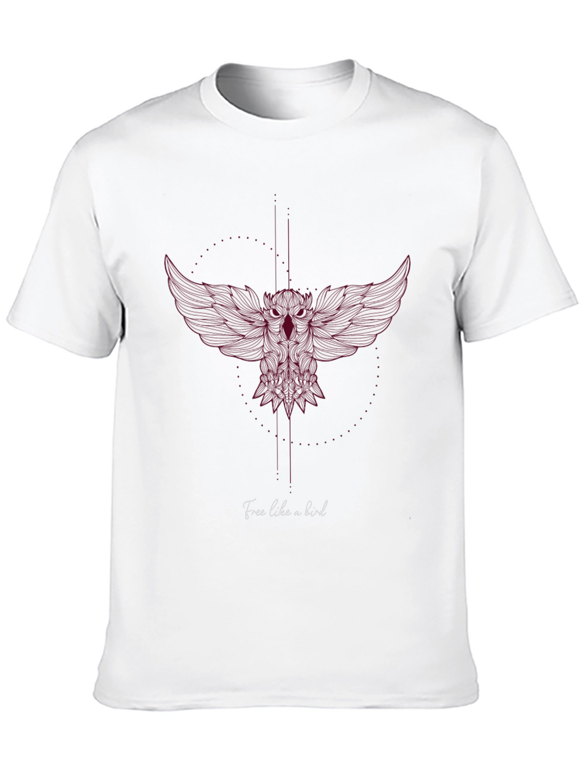Mens Black T-Shirt with Artistic Owl Design