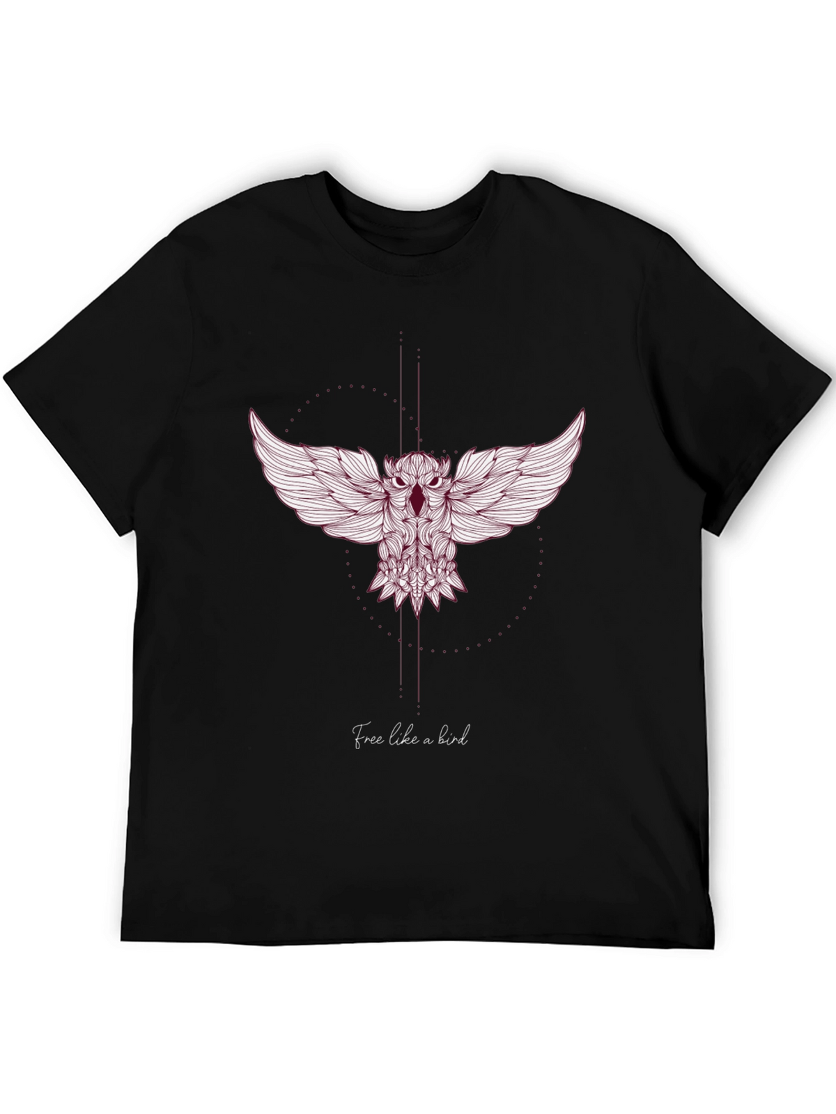 Mens Black T-Shirt with Artistic Owl Design