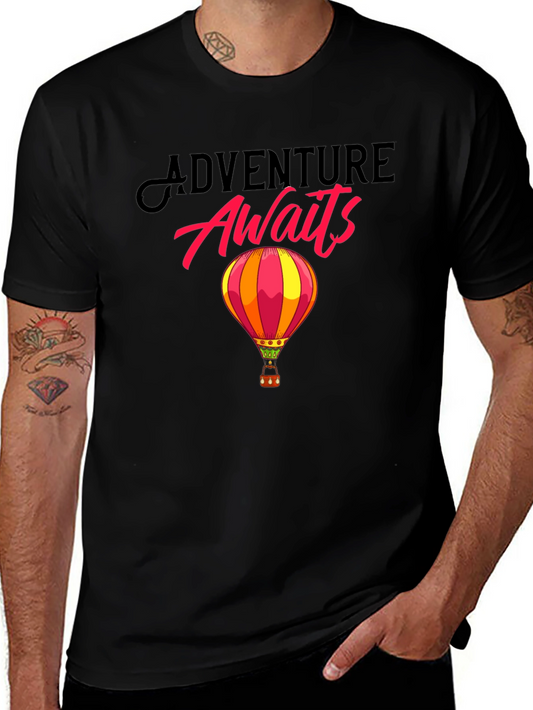 Adventure Awaits Hot Air Balloon Graphic T-Shirt