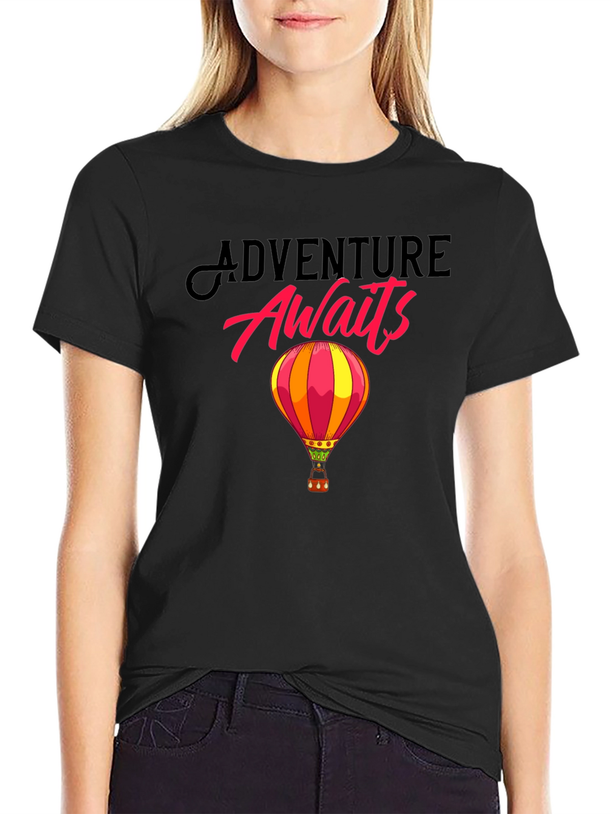 Adventure Awaits Hot Air Balloon Graphic T-Shirt