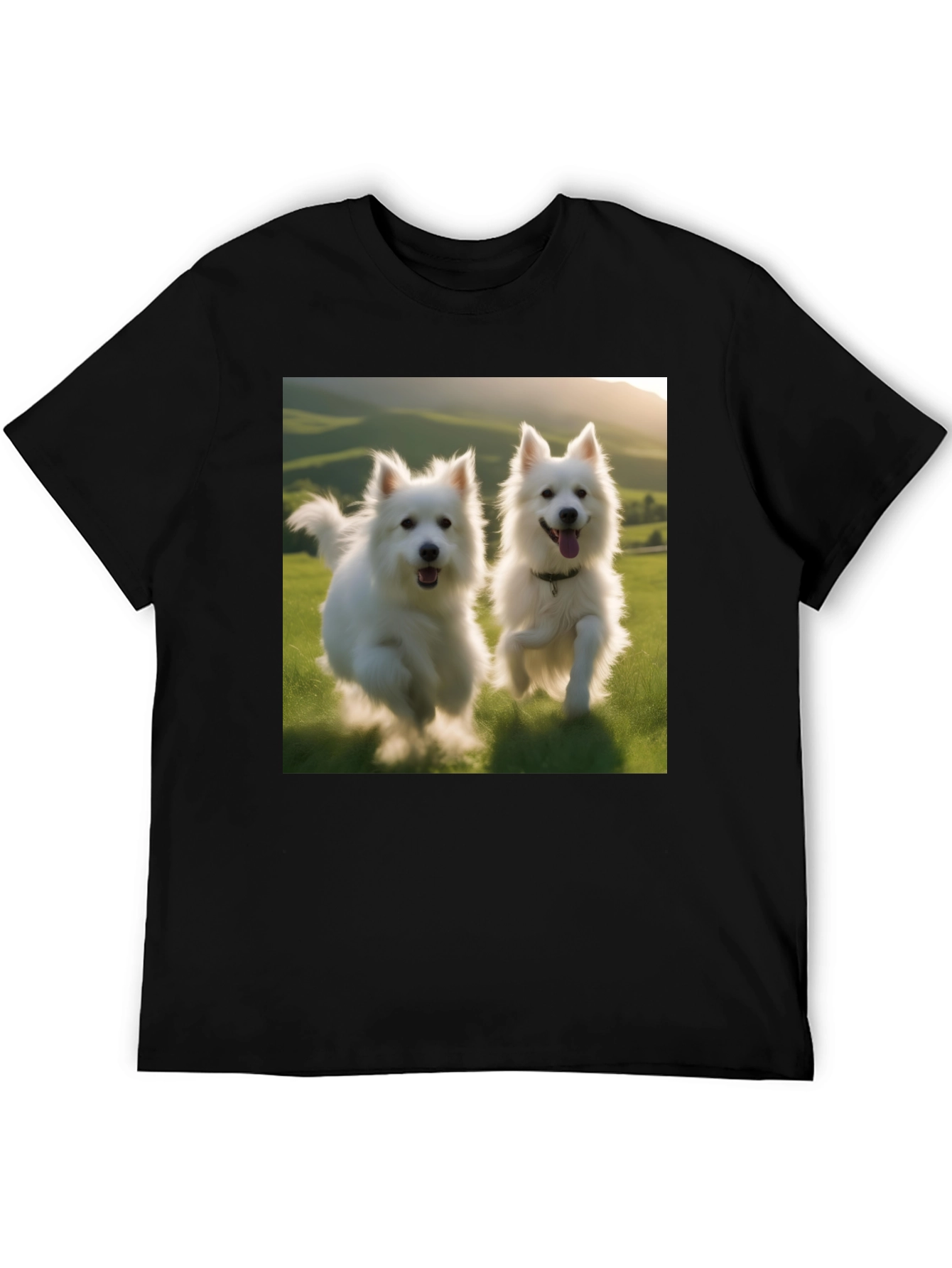 Playful Pups Graphic Tee - Black Cotton Blend
