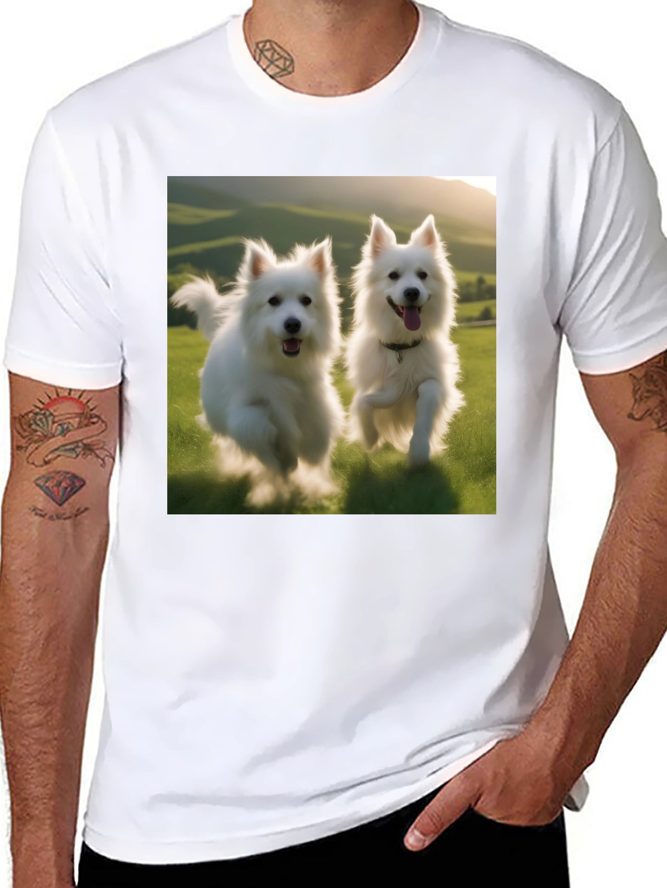 Playful Pups Graphic Tee - Black Cotton Blend