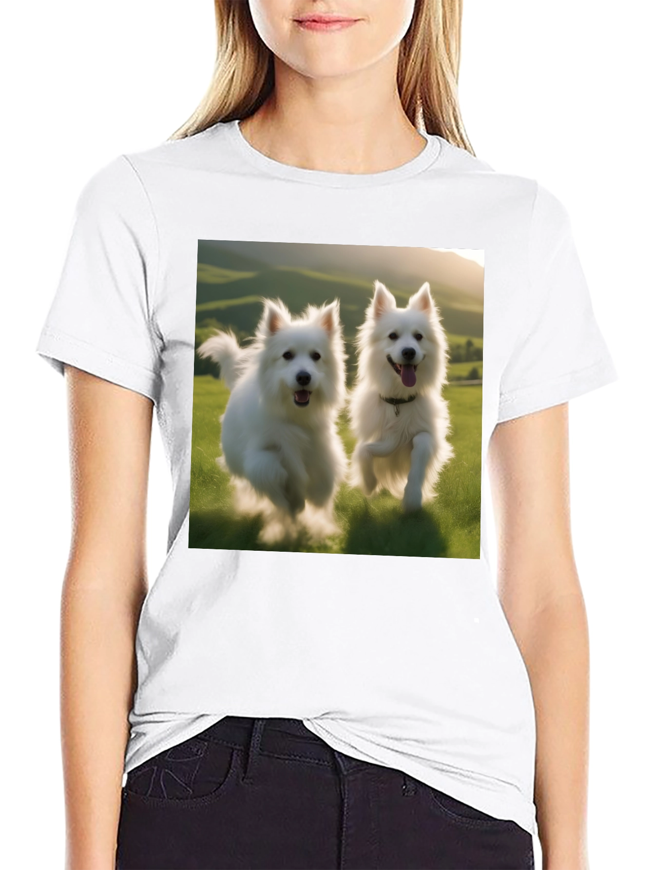 Playful Pups Graphic Tee - Black Cotton Blend